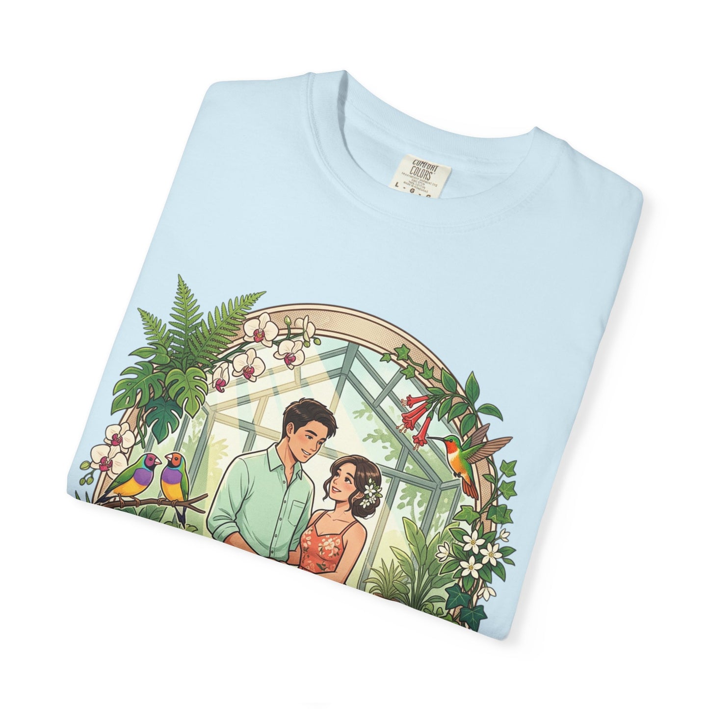 Romantic Greenhouse Couples T-Shirt — “Love Grows Where We Nurture It”