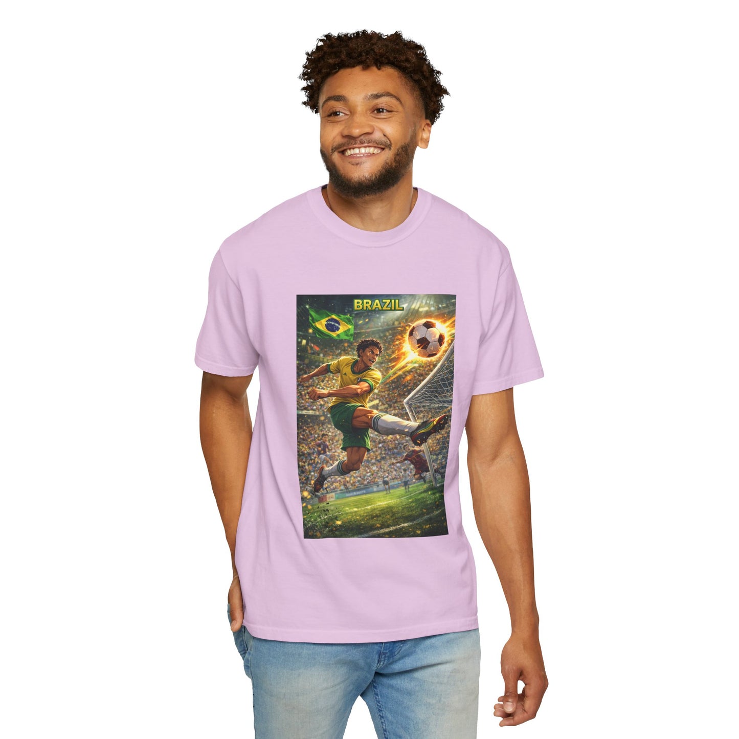 Brazil Soccer T-Shirt – Vintage Player Kick Graphic (Brazil)