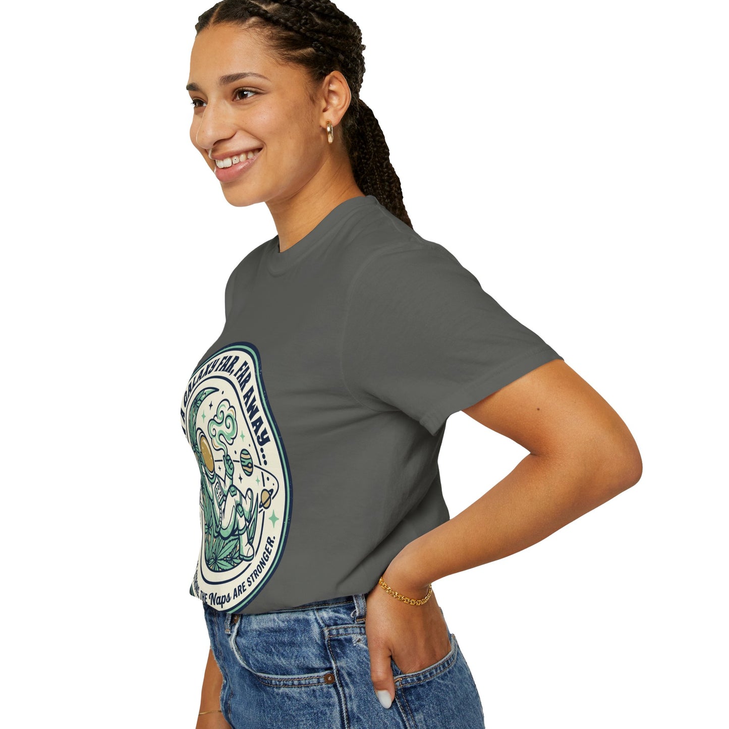 T-Shirt — "In a Galaxy Far, Far Away" Retro Space Nap Graphic Tee