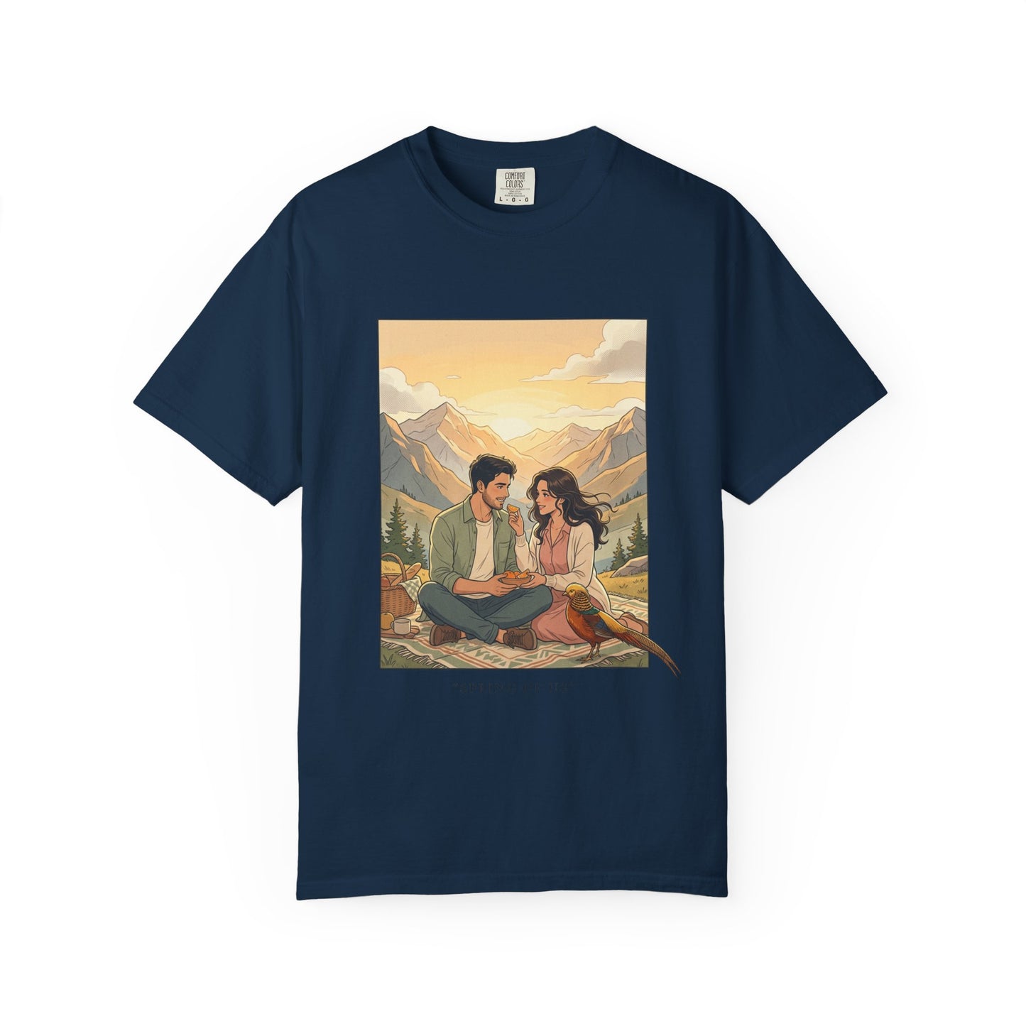 Couples Mountain Picnic T-Shirt — 'Opening Up' Scenic Graphic Tee