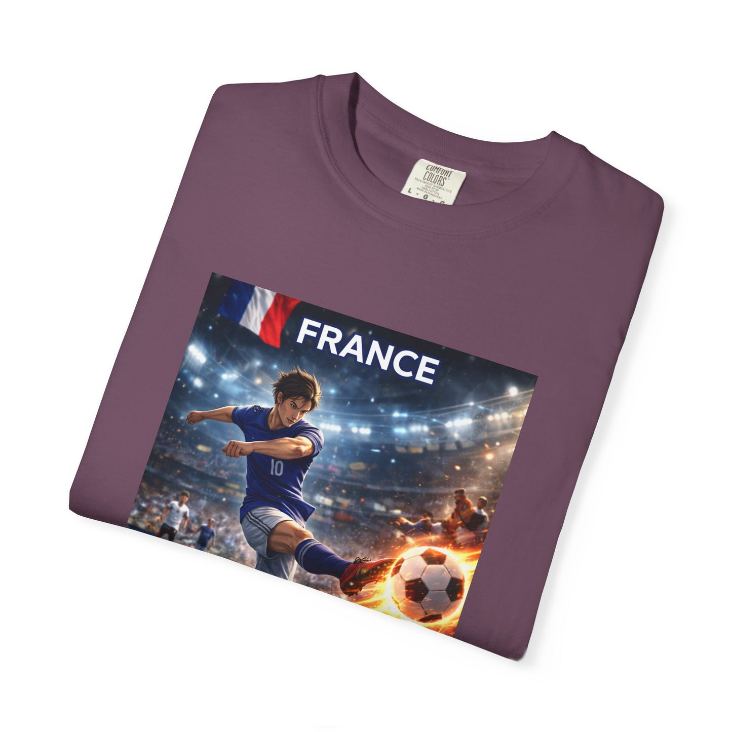 France Soccer Player Graphic T-Shirt — Football Kick Stadium Design