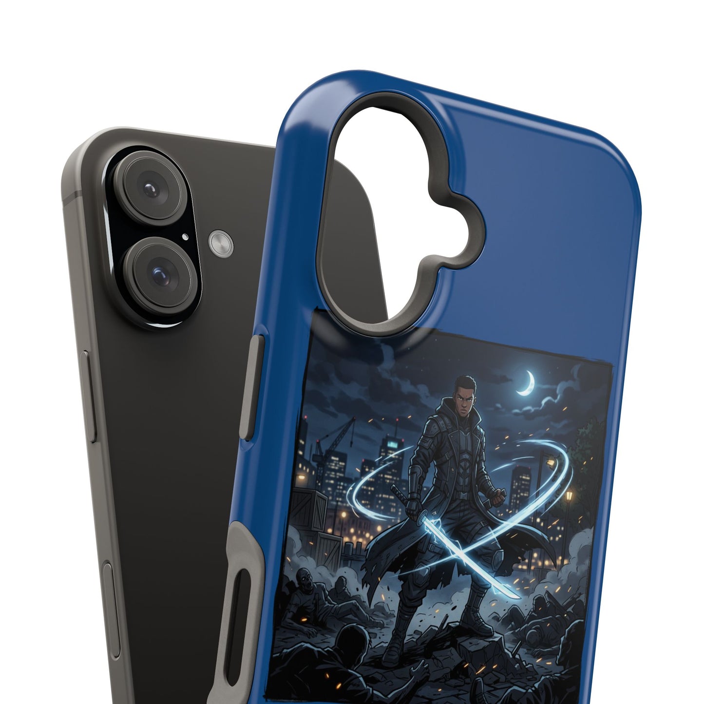 Magnetic Impact-Resistant Phone Case — Night Warrior Sci‑Fi Design