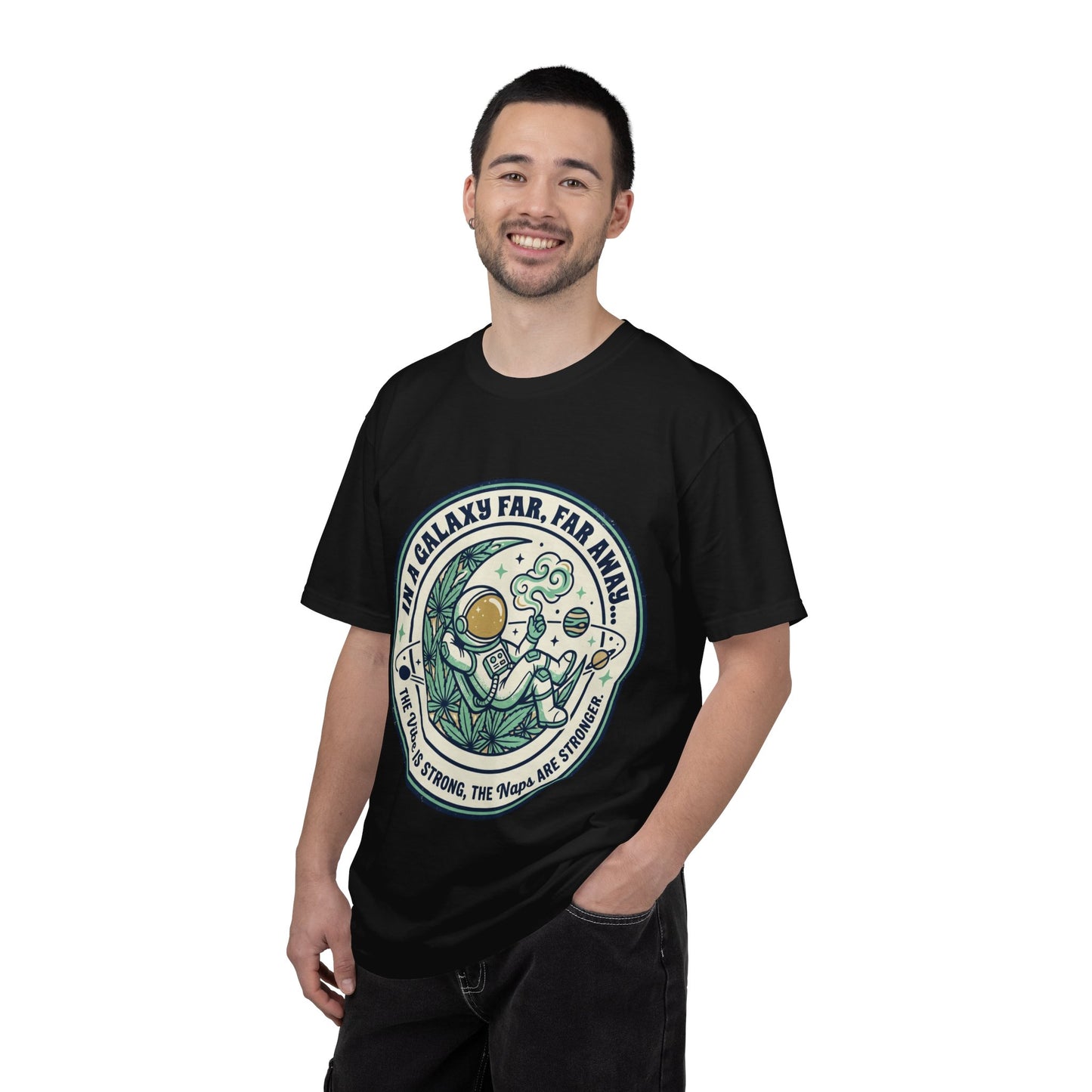 T-Shirt — "In a Galaxy Far, Far Away" Retro Space Nap Graphic Tee