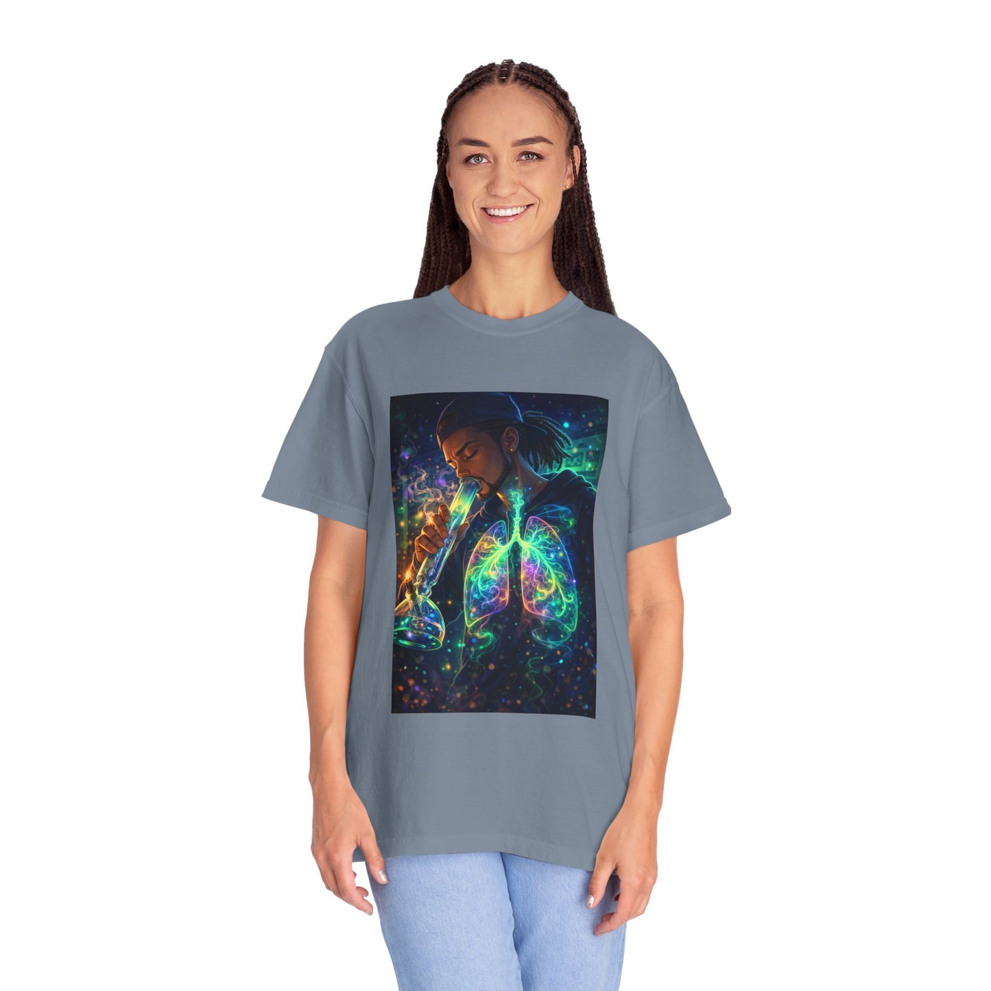 Cosmic Lungs T-Shirt — Neon Anatomical Art Tee