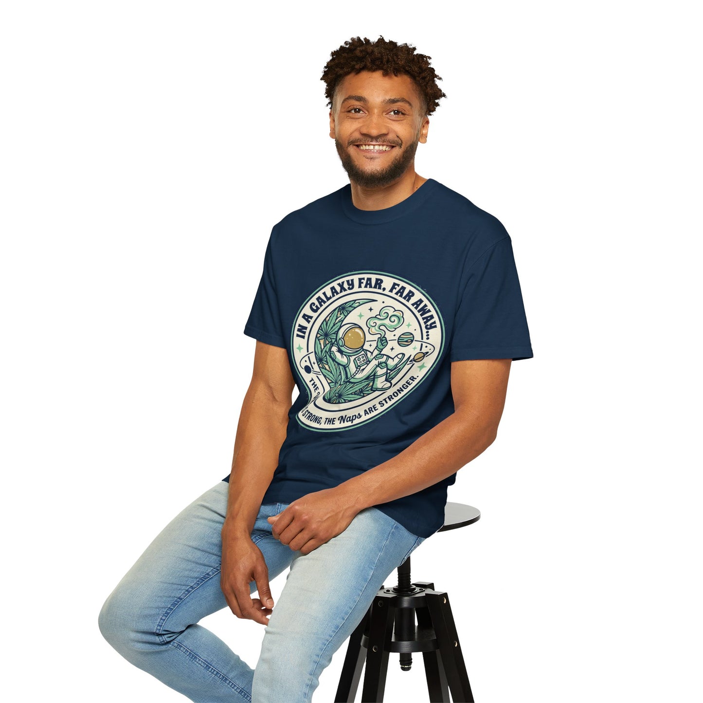 T-Shirt — "In a Galaxy Far, Far Away" Retro Space Nap Graphic Tee