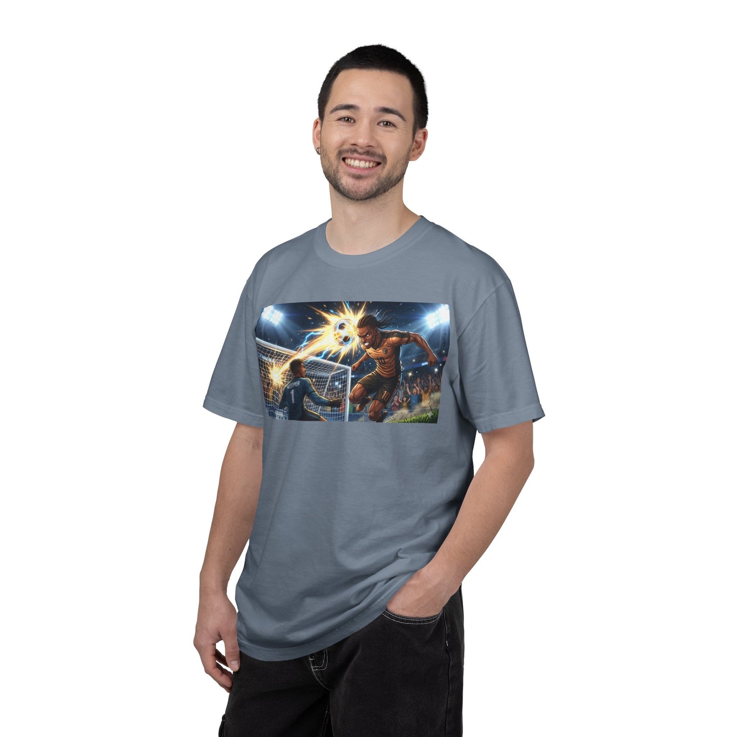 Soccer Goal Explosion T-Shirt — Action-Packed Football Graphic Tee