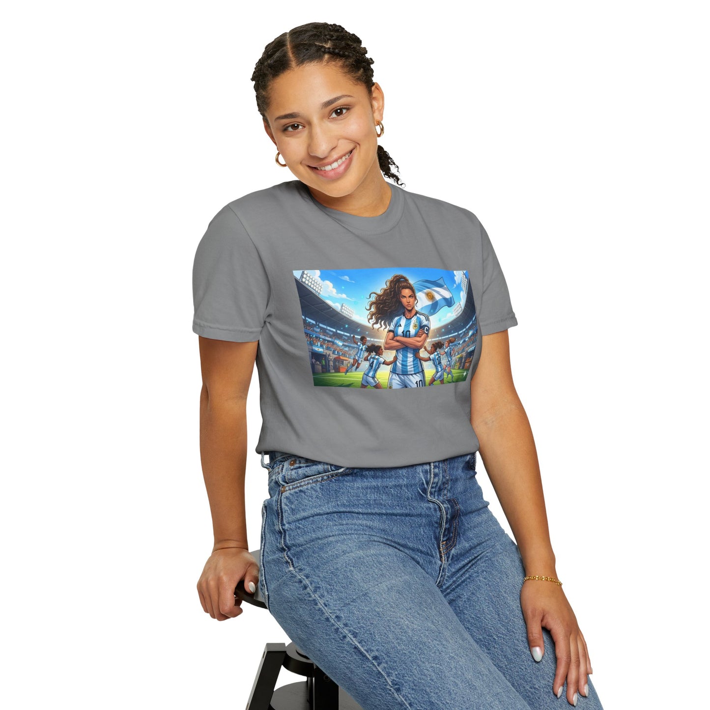 Argentina Soccer Heroine Stadium T-Shirt – Female Soccer Player Graphic Tee