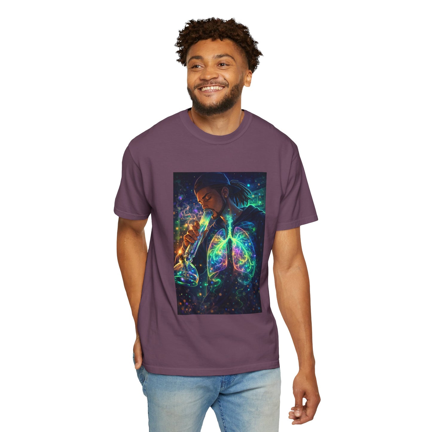 Cosmic Lungs T-Shirt — Neon Anatomical Art Tee