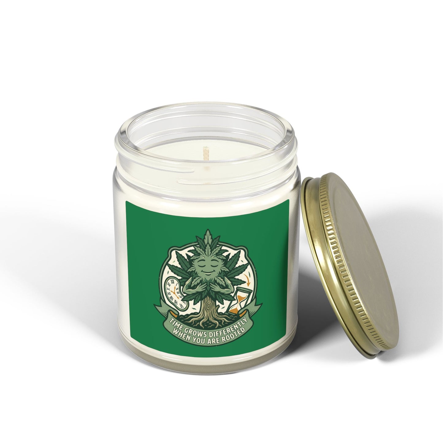 Coconut Apricot Scented Candle — Green Herbal Crest (4oz & 9oz)