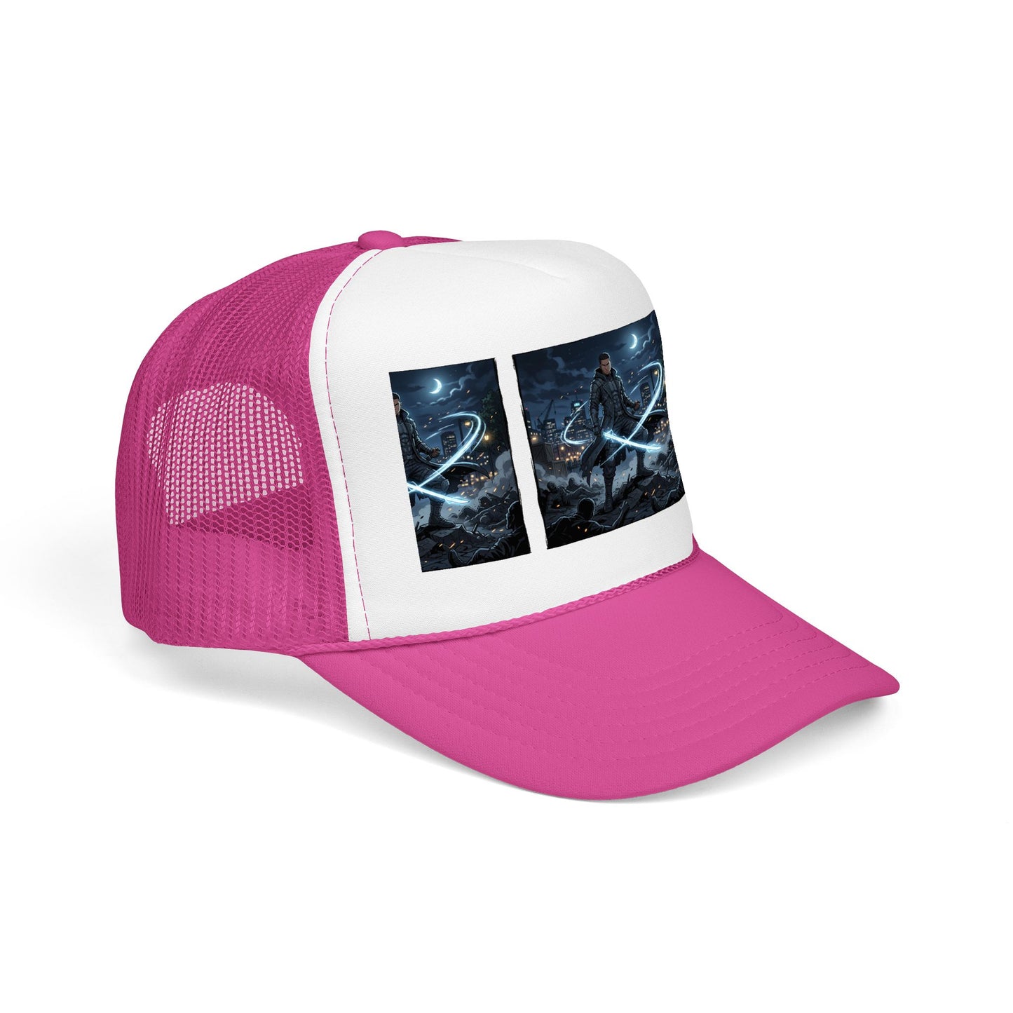 Trucker Hat — Neon Samurai Triptych Foam Trucker Cap