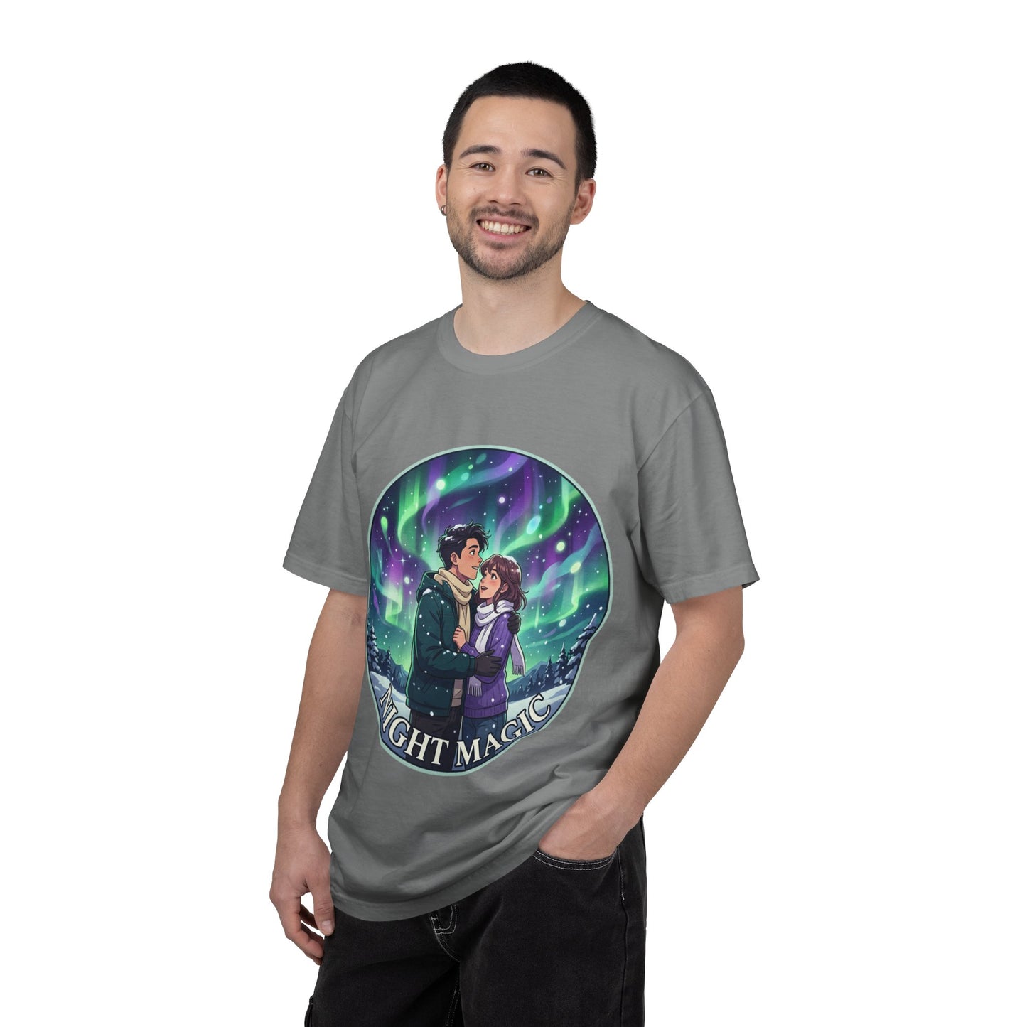 Night Magic T-Shirt — Northern Lights Couple Illustration