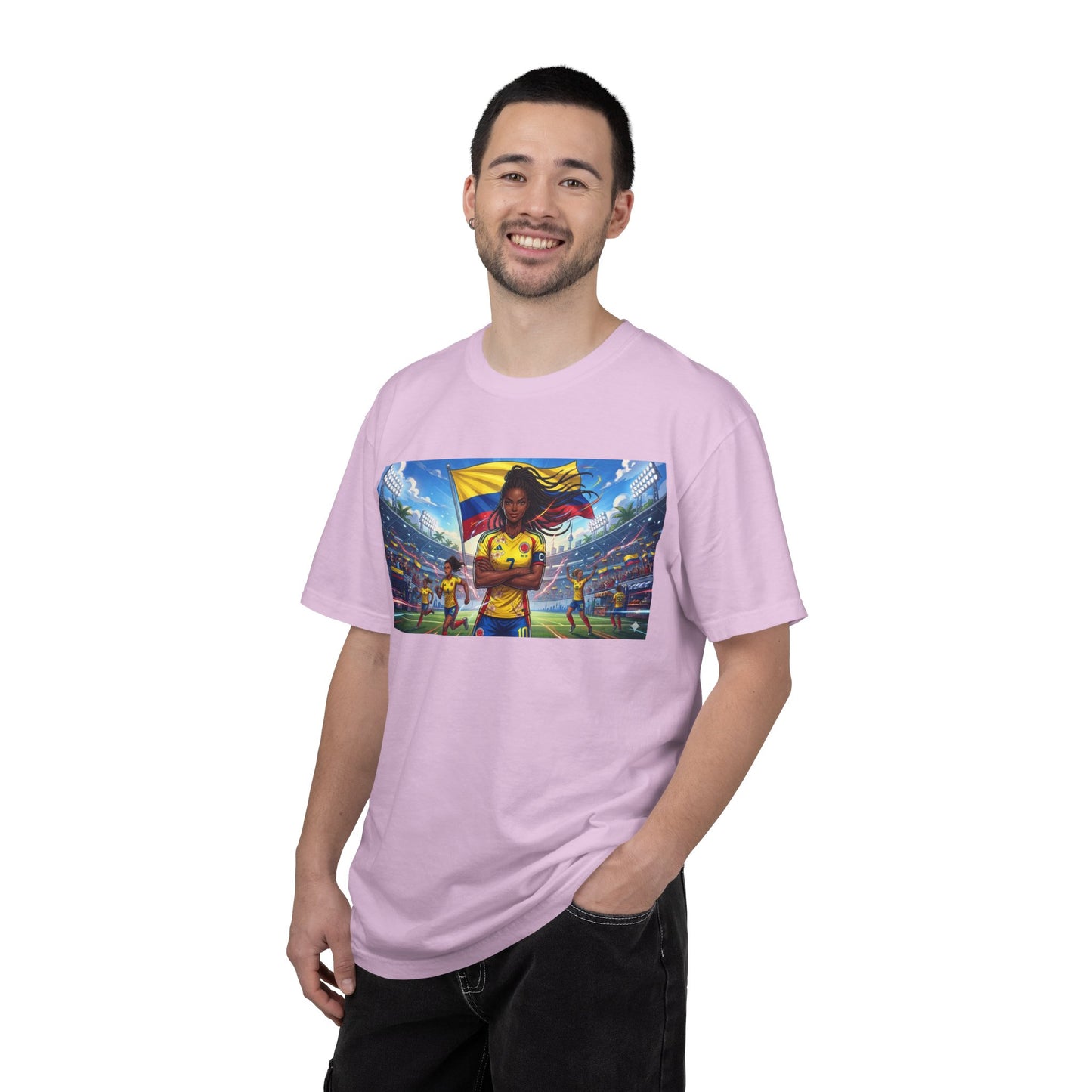Soccer Champion Graphic T-Shirt — Woman Goalkeeper Stadium Art