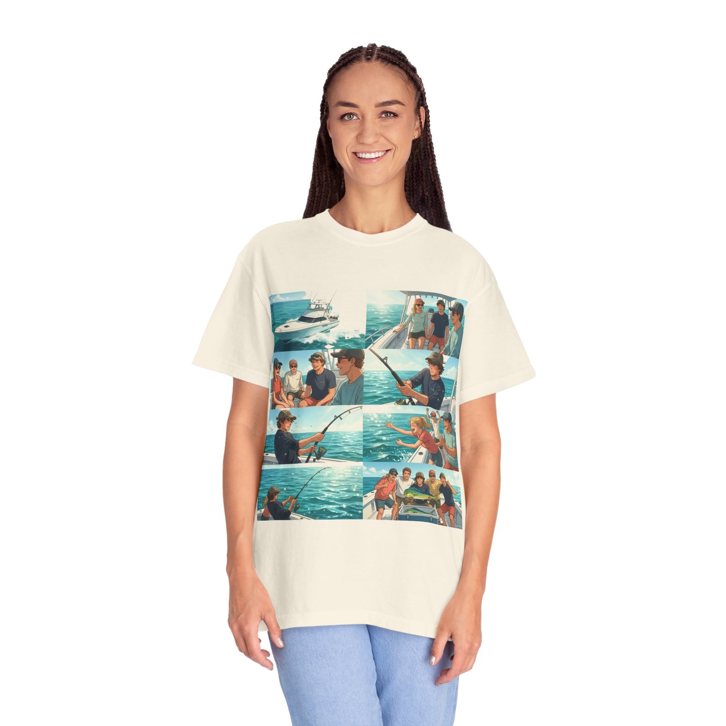 Deep Sea Energy (Friends Fishing Edition) Fishing Trip Photo Collage T-Shirt