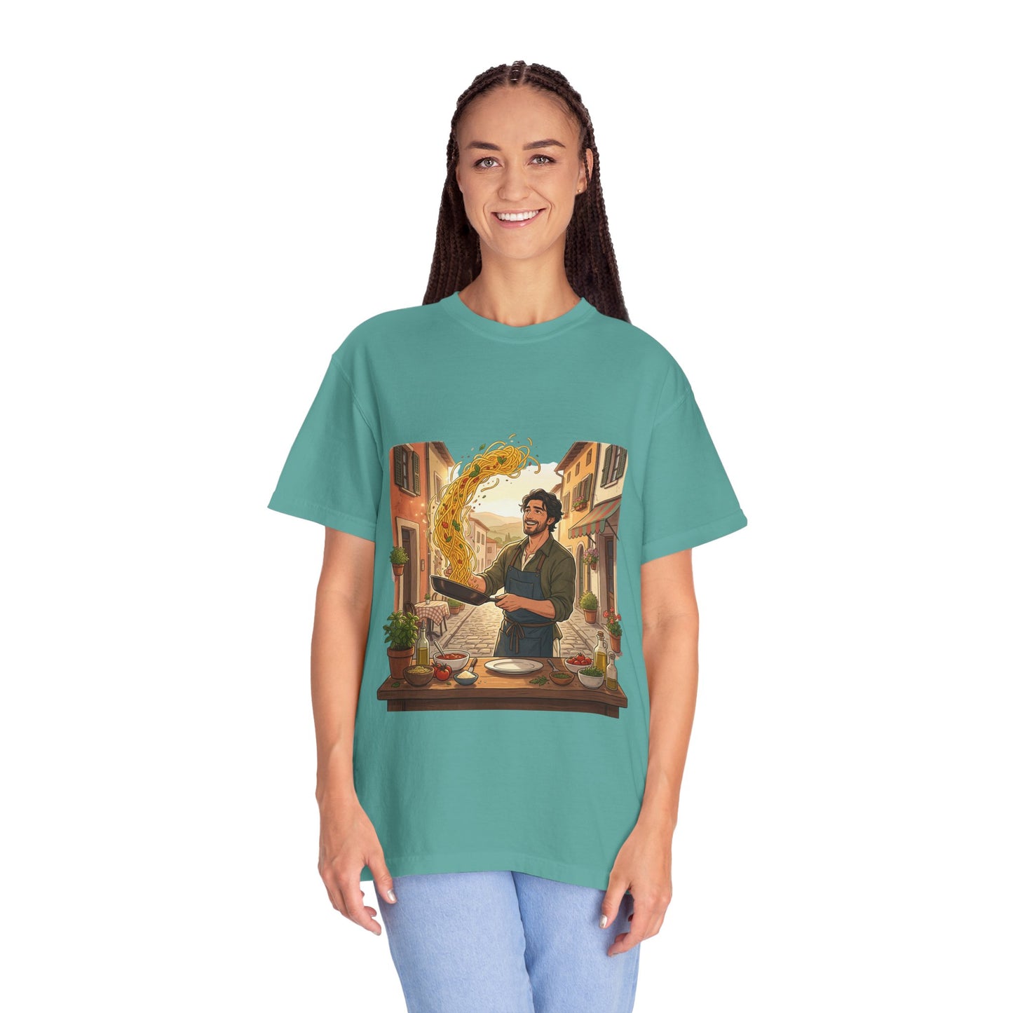 Italian Chef Pasta Toss T-Shirt — Vintage Street Kitchen Cooking Graphic Tee