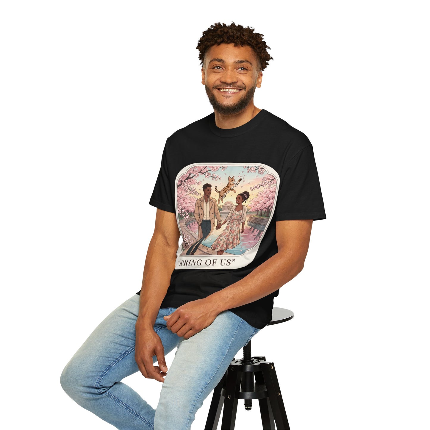 Spring of Us T-Shirt — Romantic Cherry Blossom Couple Graphic Tee
