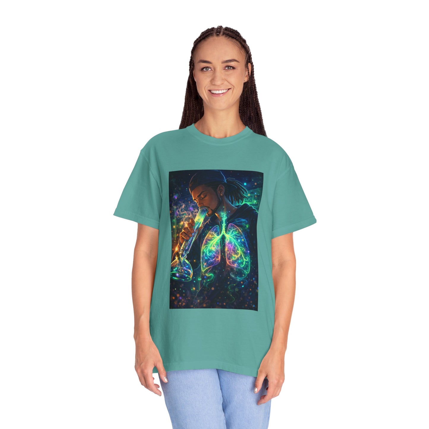 Cosmic Lungs T-Shirt — Neon Anatomical Art Tee