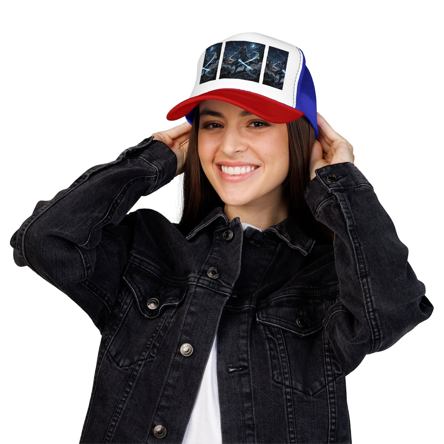 Trucker Hat — Neon Samurai Triptych Foam Trucker Cap