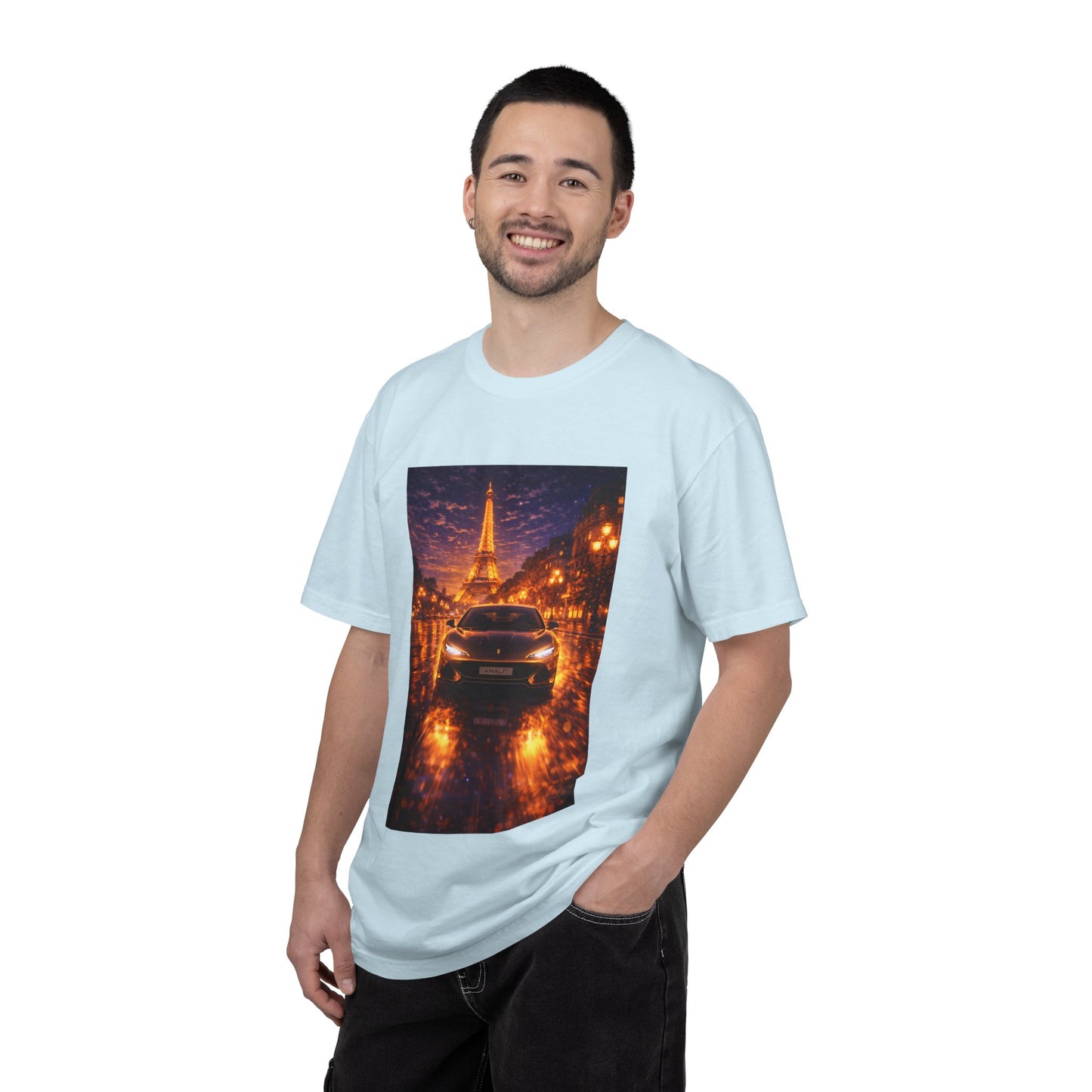 Paris Night Drive T-Shirt — Eiffel Tower Car Scene