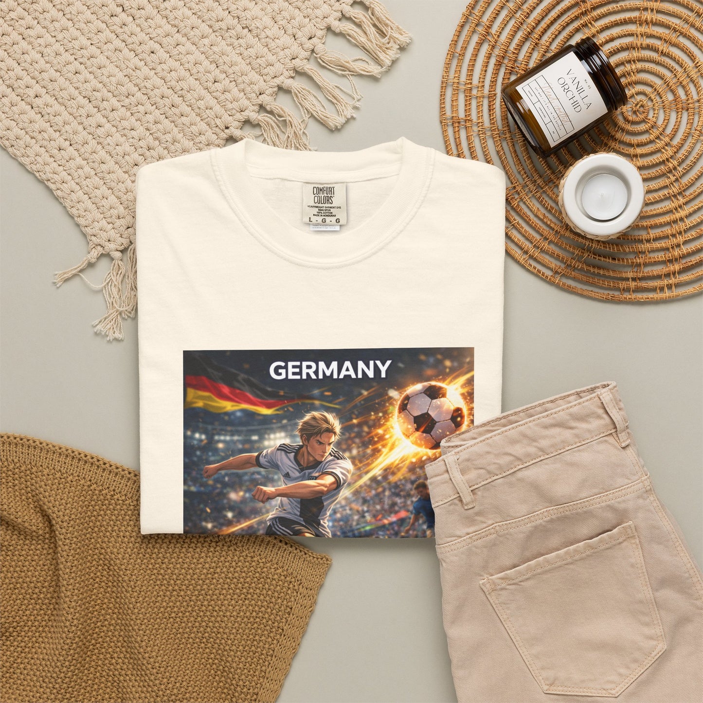 Germany Soccer Player Graphic T-Shirt — Retro Football Stadium Print