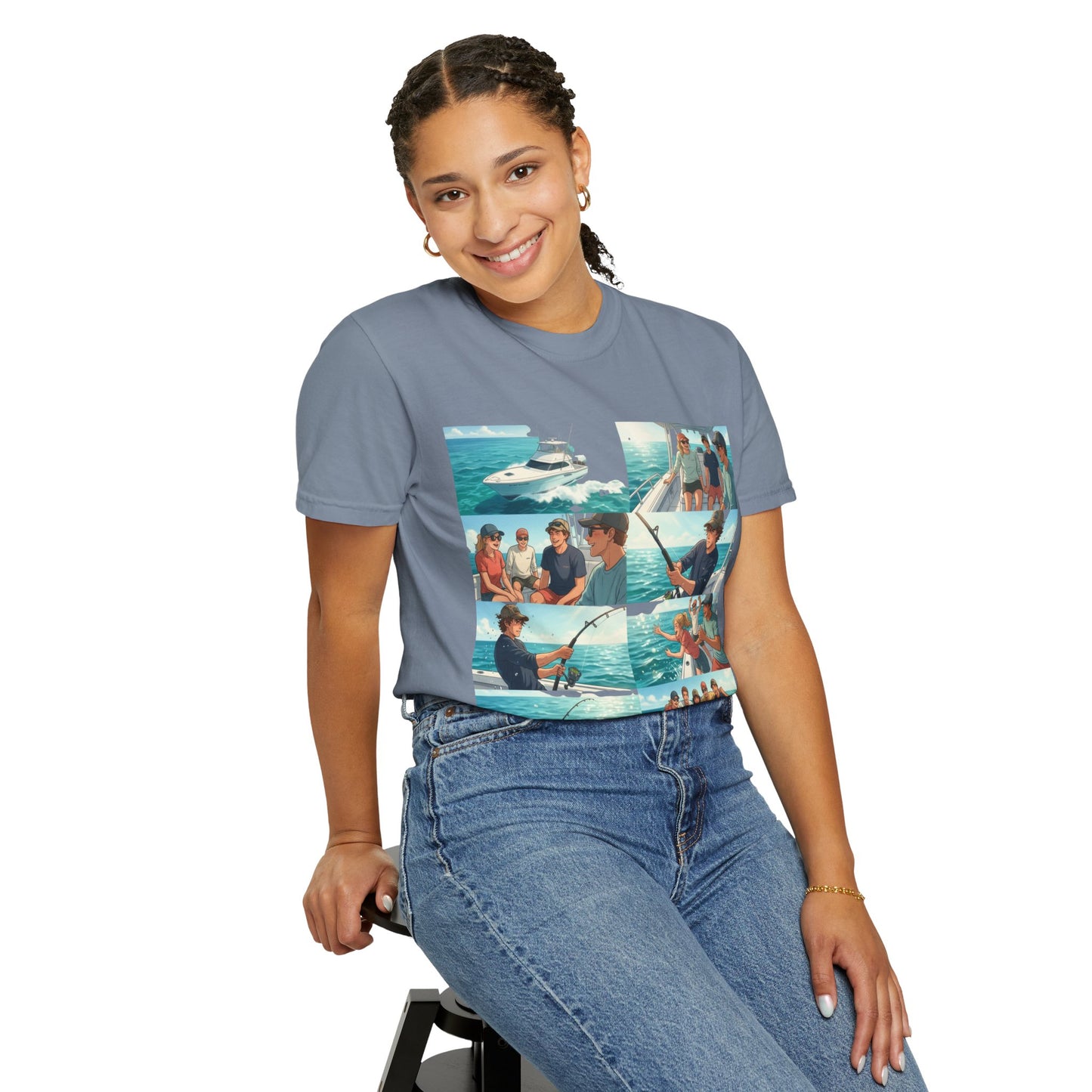 Deep Sea Energy (Friends Fishing Edition) Fishing Trip Photo Collage T-Shirt