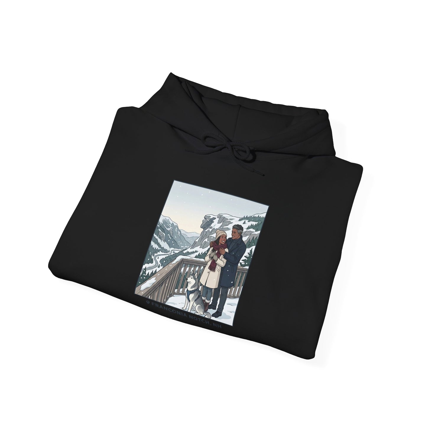 Winter Couple Photo Hoodie — Vintage Alps Travel Graphic Sweatshirt