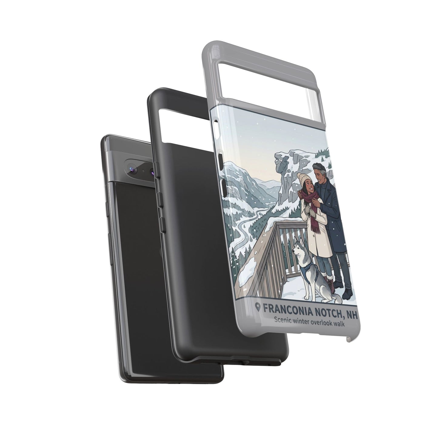 Winter Scenic Phone Case — Franconia Notch NH Couples & Husky Design