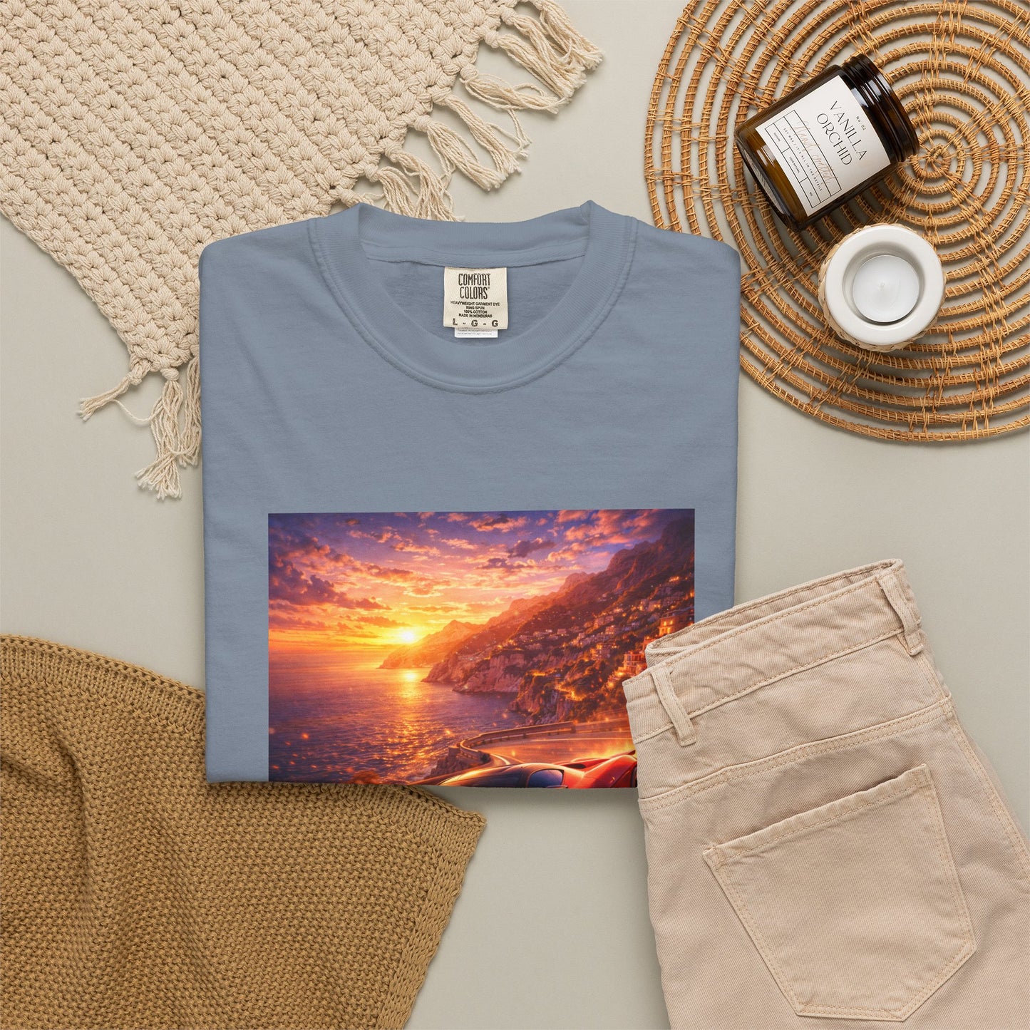 Ferrari F80- Amalfi Coast, Italy - T‑Shirt — Red Sports Car Print