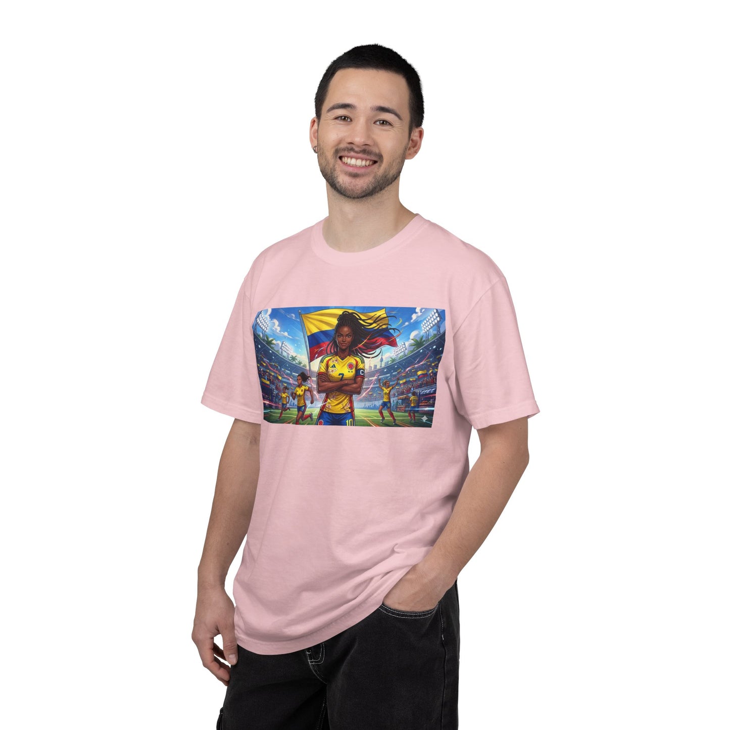 Soccer Champion Graphic T-Shirt — Woman Goalkeeper Stadium Art