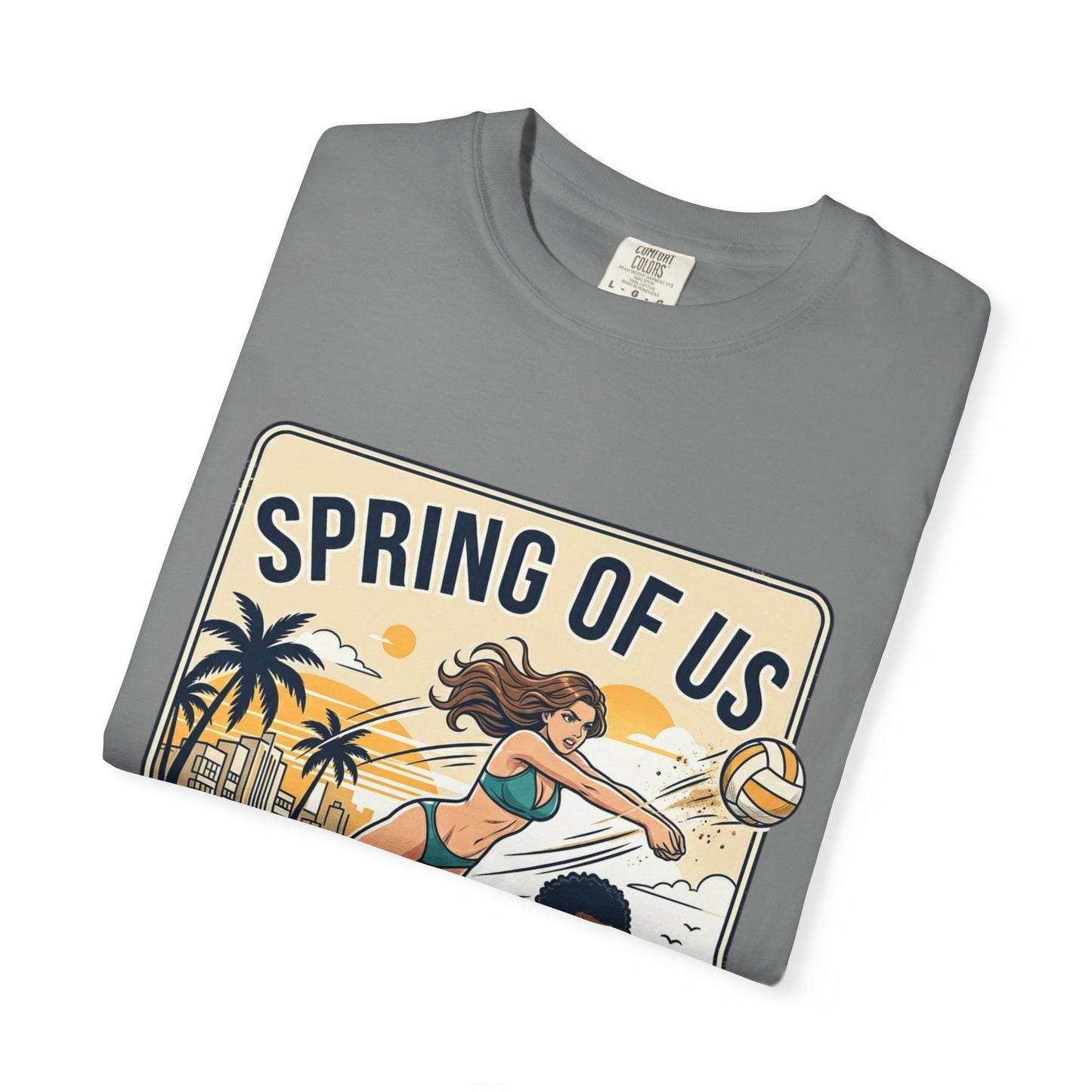 Spring of Us Beach Volleyball T-Shirt — Miami, Florida Retro Sun & Palm Tee