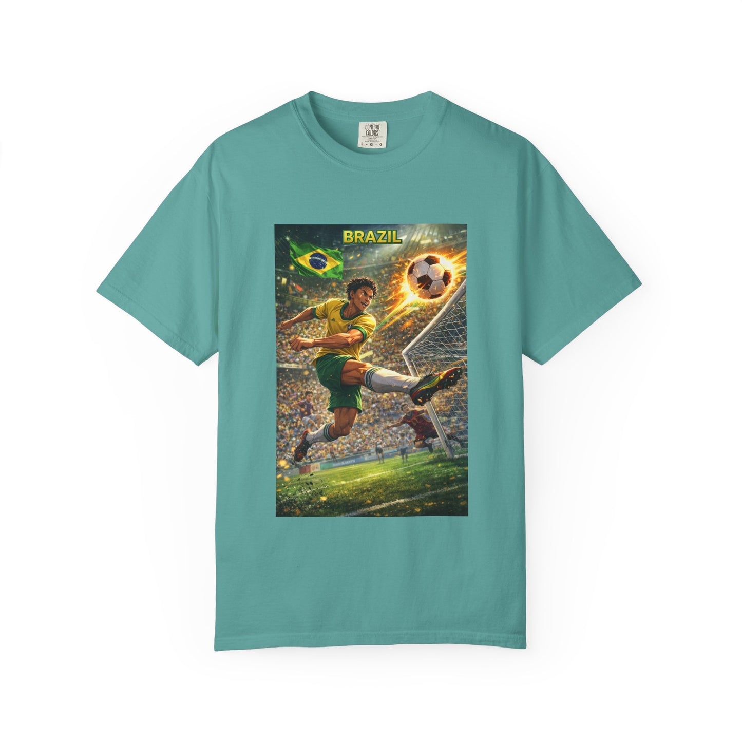 Brazil Soccer T-Shirt – Vintage Player Kick Graphic (Brazil)