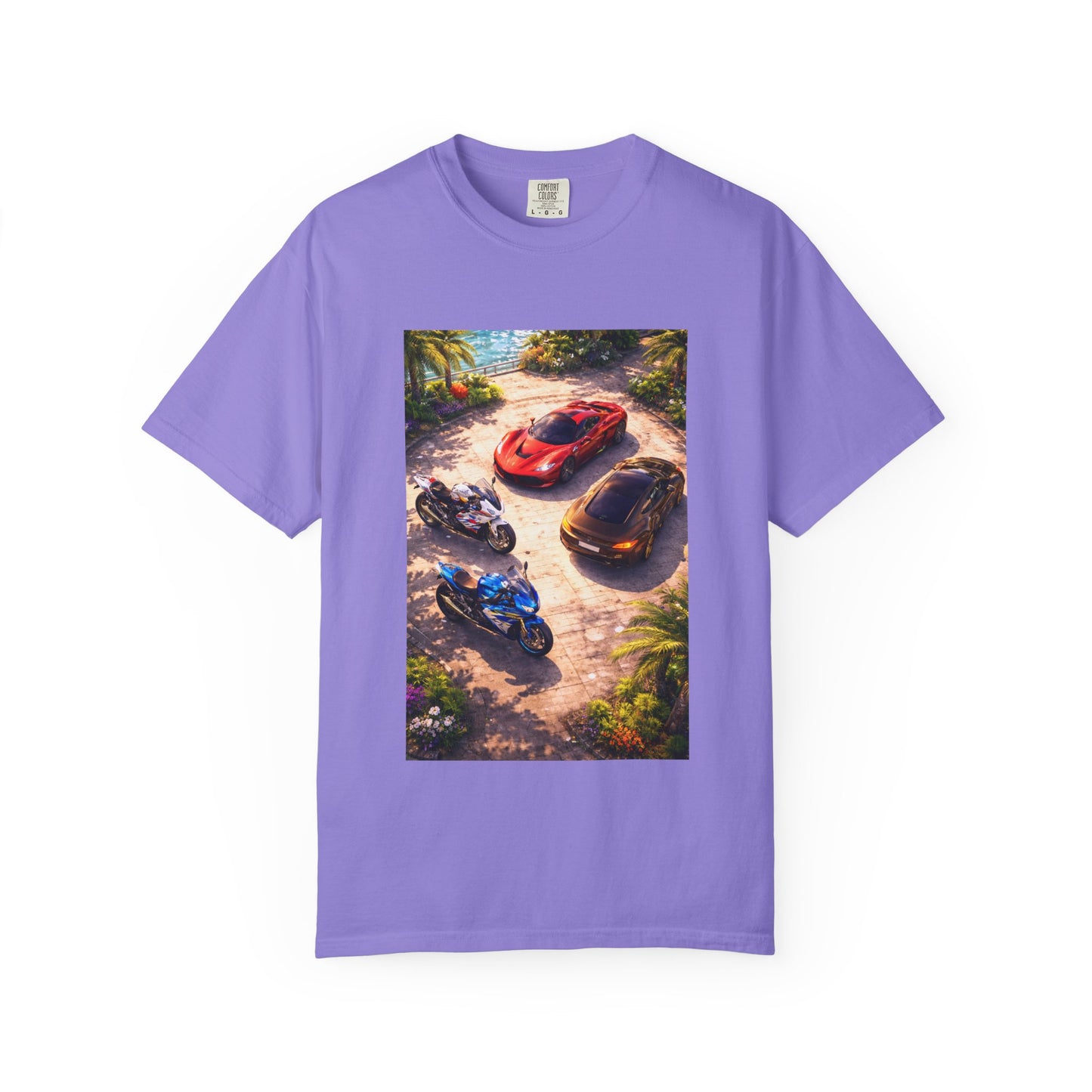 MULTI-VEHICLE - T-Shirt — Tropical Sports Cars & Motorbikes Print