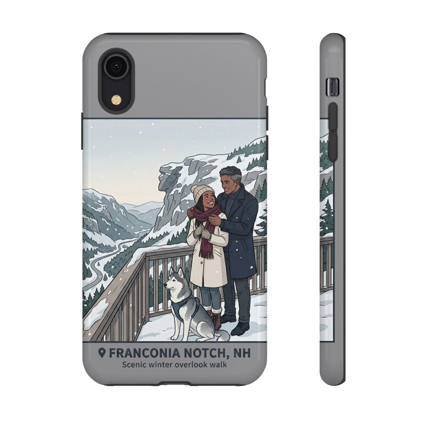 Winter Scenic Phone Case — Franconia Notch NH Couples & Husky Design