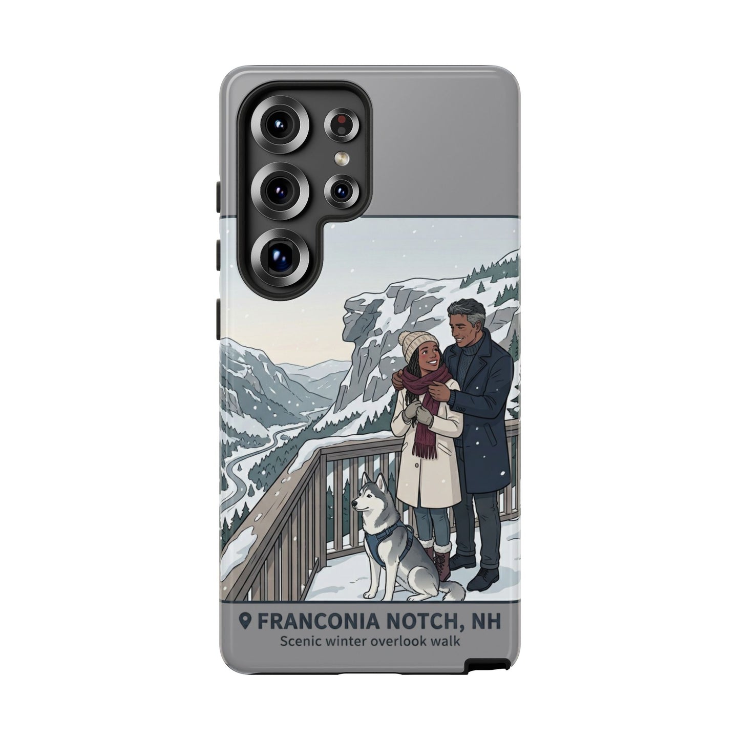 Winter Scenic Phone Case — Franconia Notch NH Couples & Husky Design