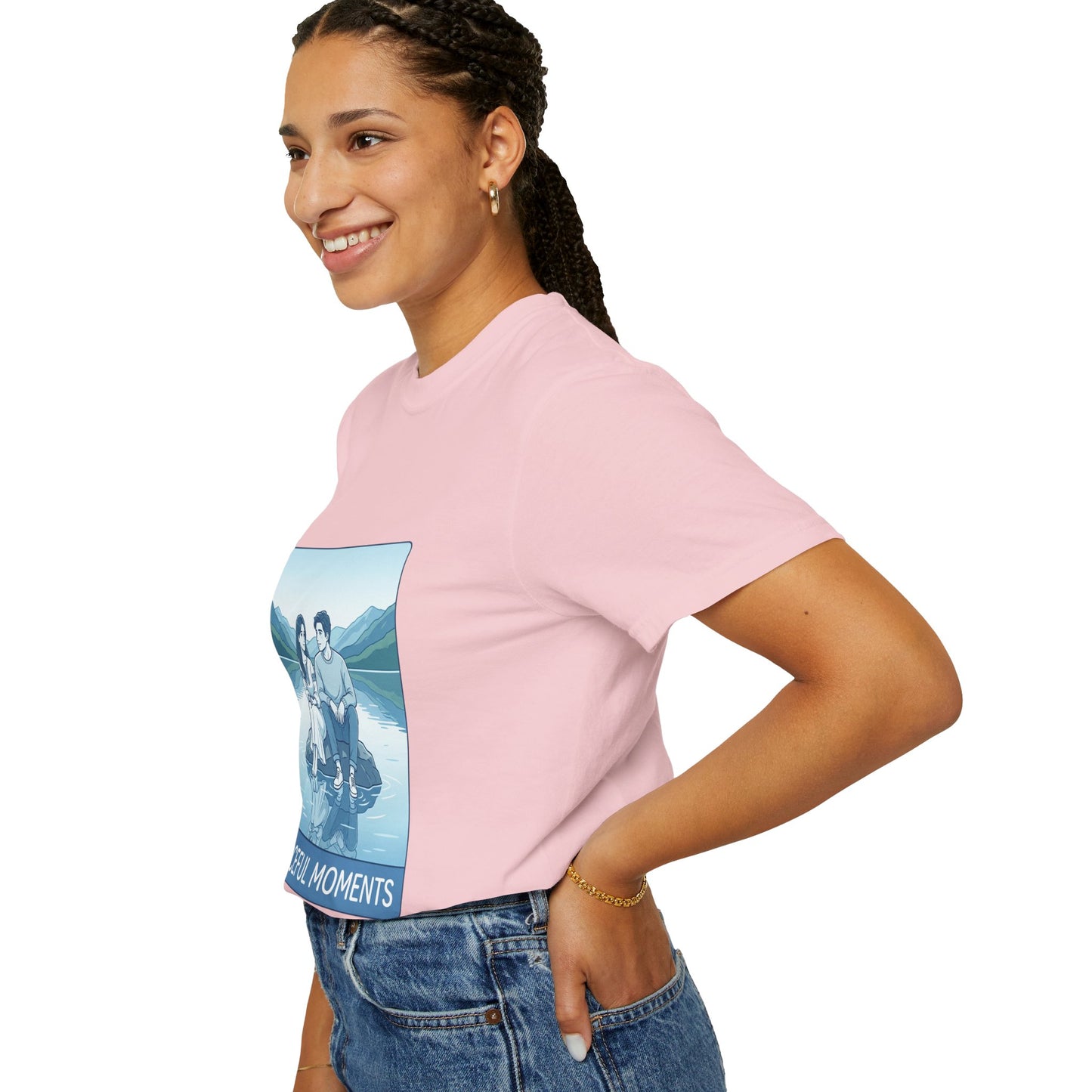 Peaceful Moments Tee — Couple Sitting by Lake Graphic T-Shirt