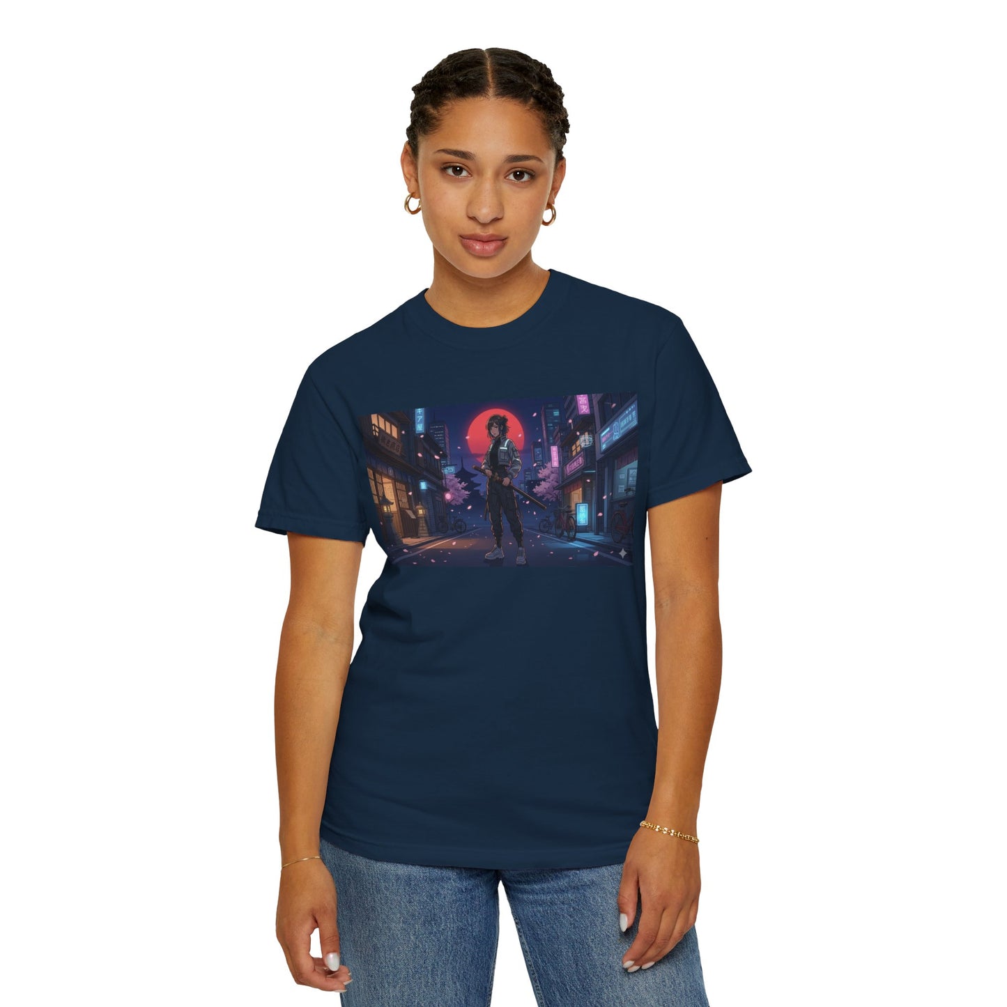 Cyberpunk Samurai T-Shirt — Neon Night Street Art Tee