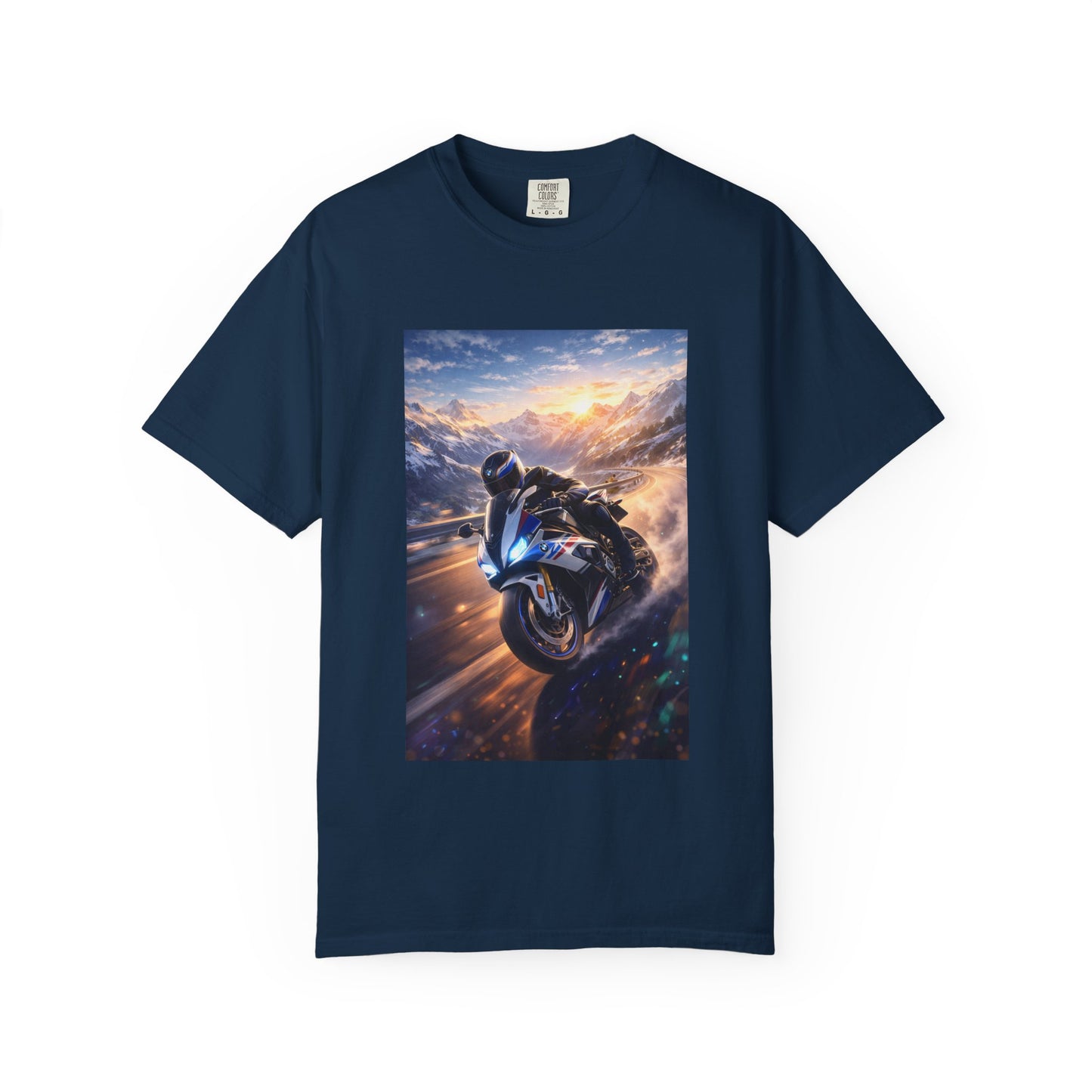 BMW S1000RR ALPINE GHOST RIDE - T‑Shirt — Sportbike Skyline Graphic Tee