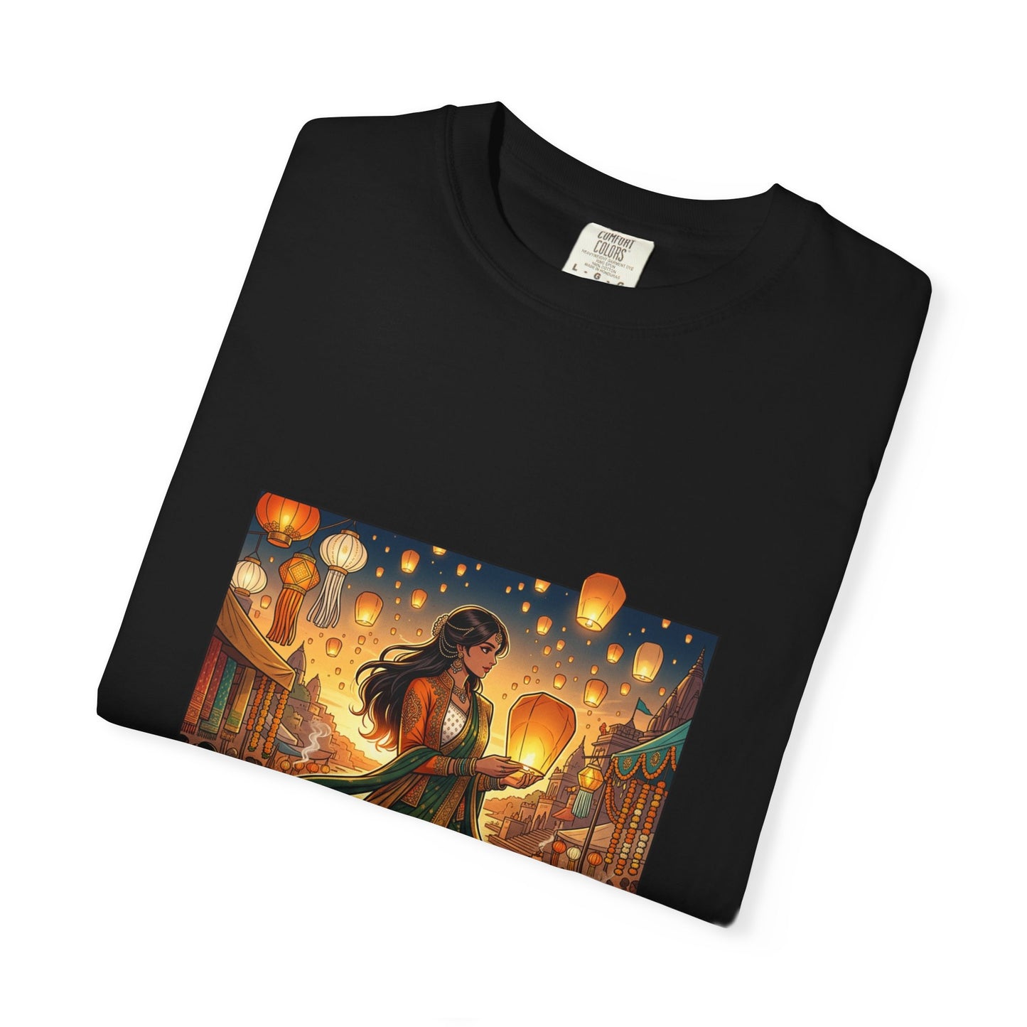 Diwali Lantern Festival T-Shirt — Indian Dancer with Floating Sky Lanterns