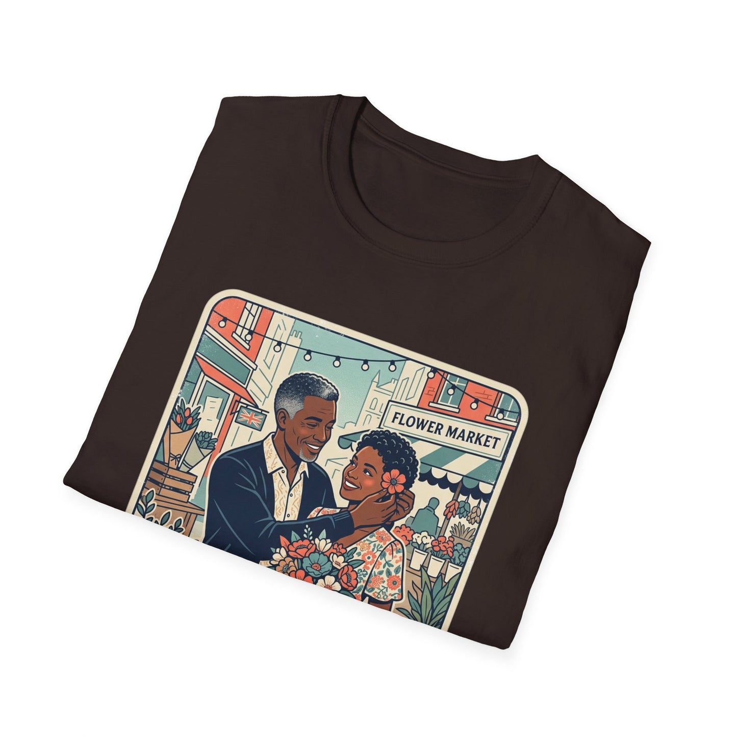 Flower Market Date — London T-Shirt — Retro Couple Floral Market Graphic Tee