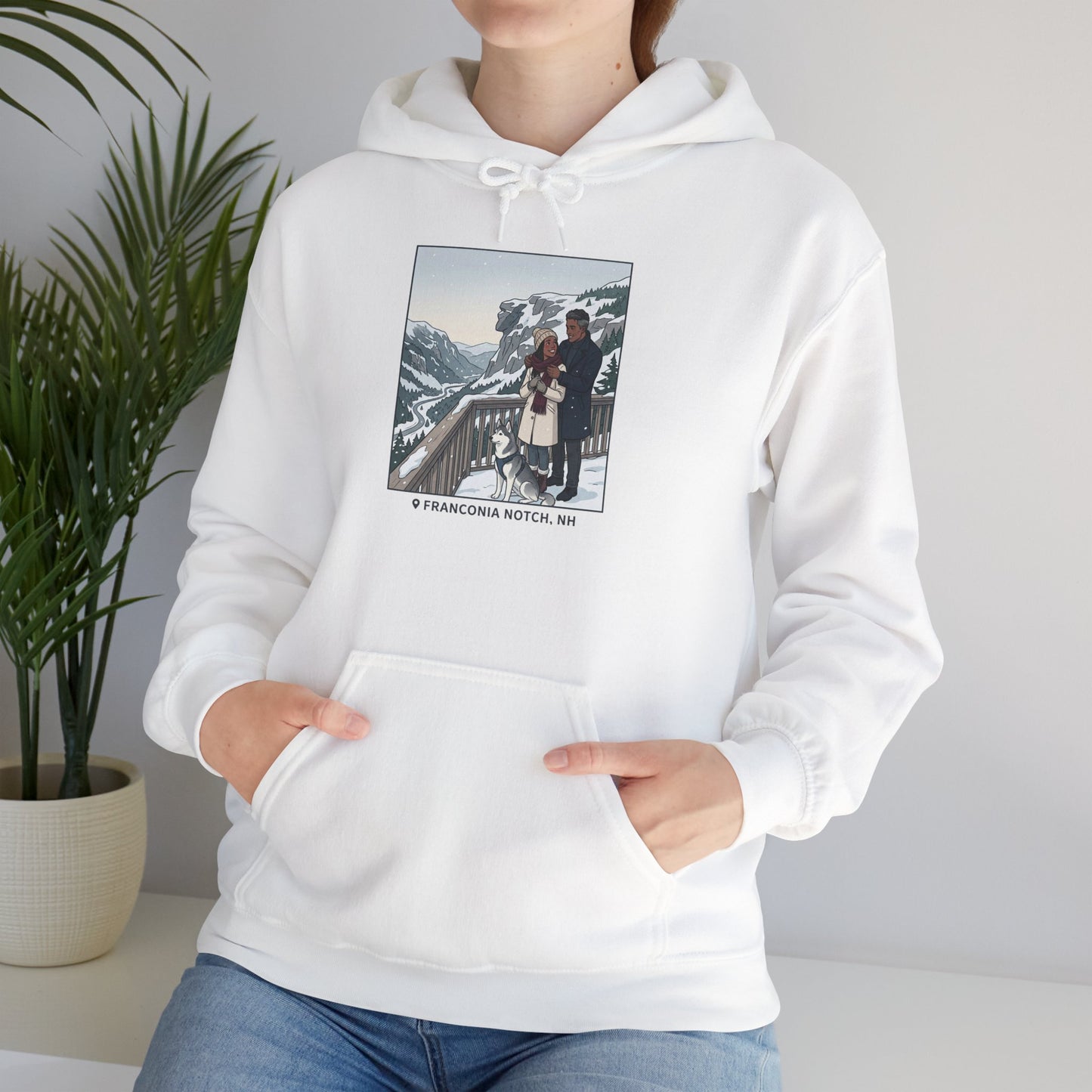 Winter Couple Photo Hoodie — Vintage Alps Travel Graphic Sweatshirt