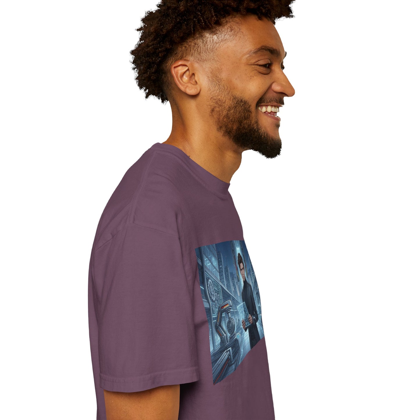 Cyberpunk Detective T-Shirt — Futuristic Noir Cityscape Graphic Tee