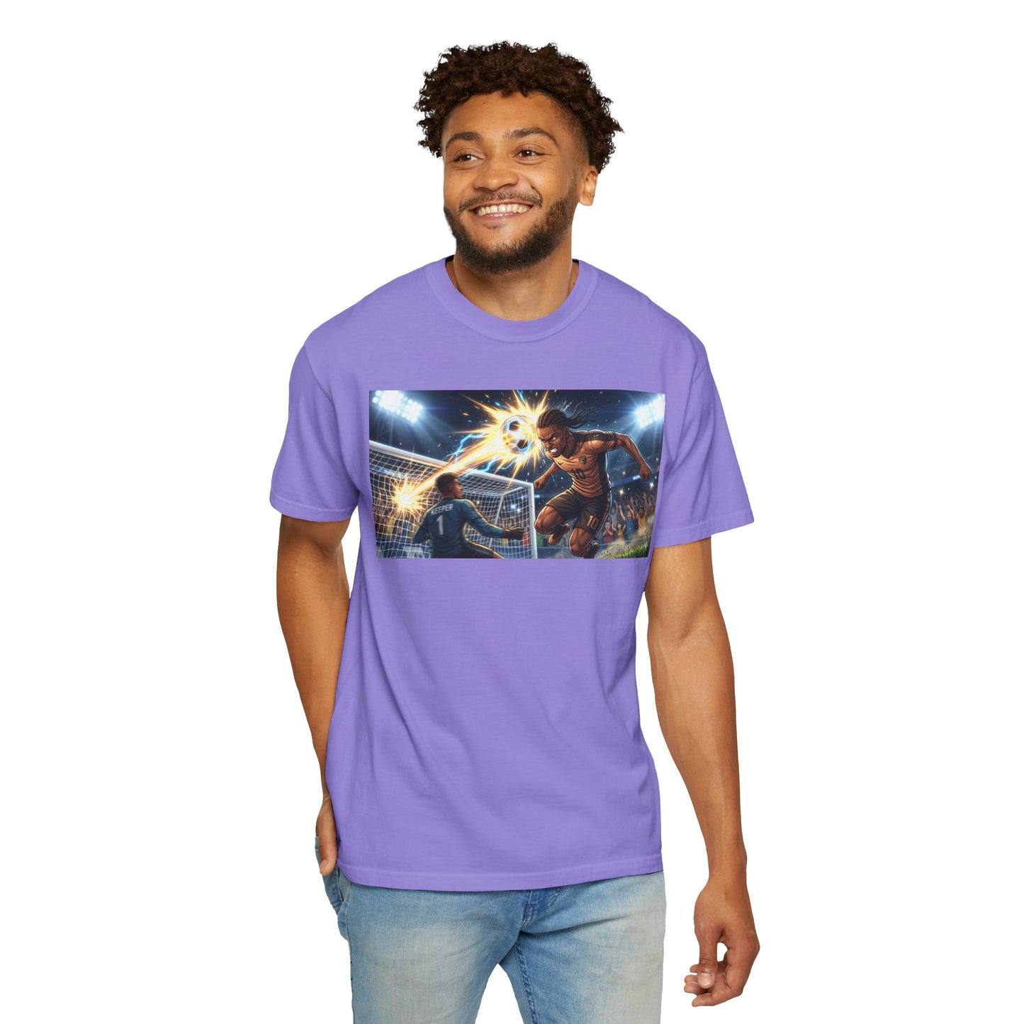 Soccer Goal Explosion T-Shirt — Action-Packed Football Graphic Tee