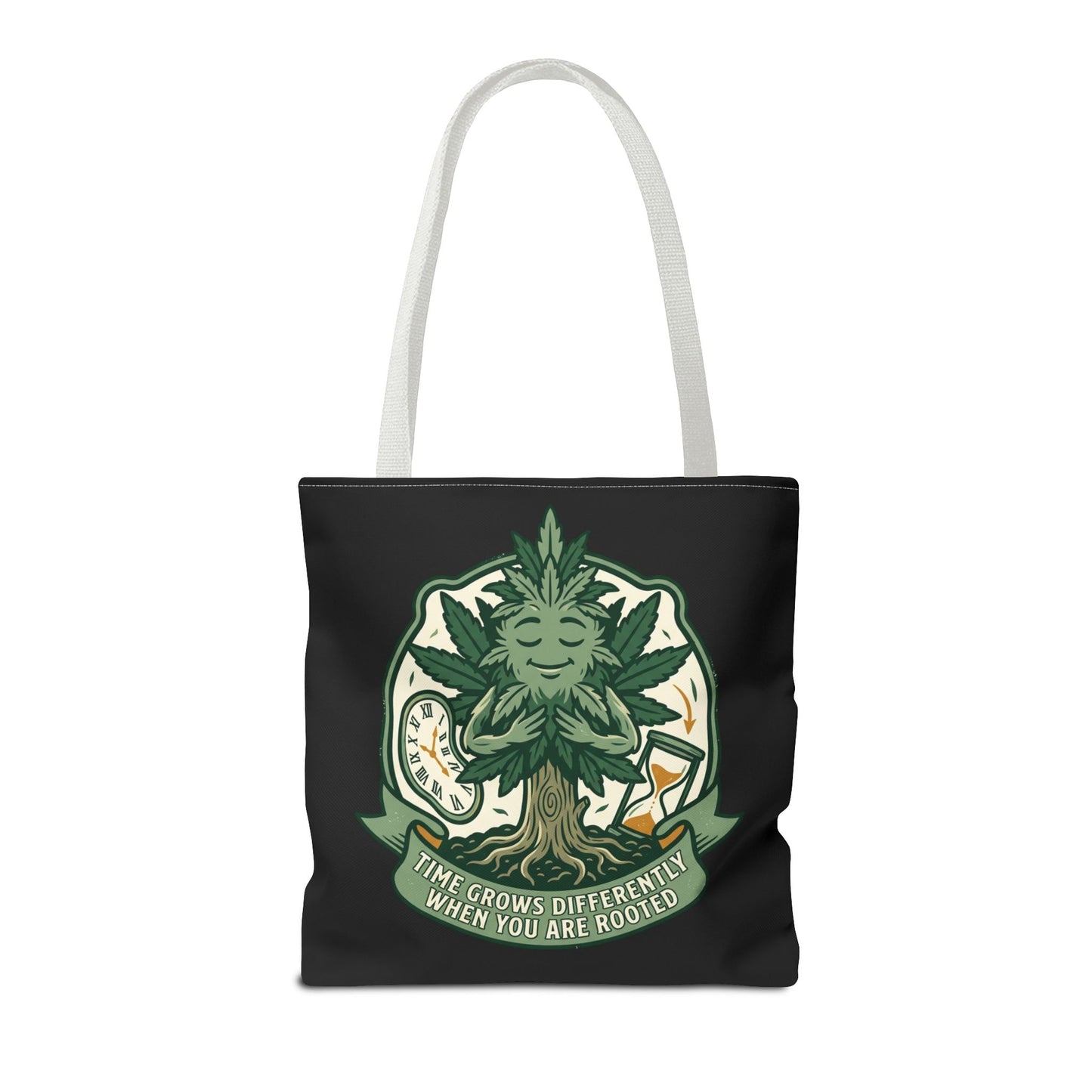 Rooted Tree Spirit Tote Bag — “Time Grows Different When You Are Rooted” Eco Tote