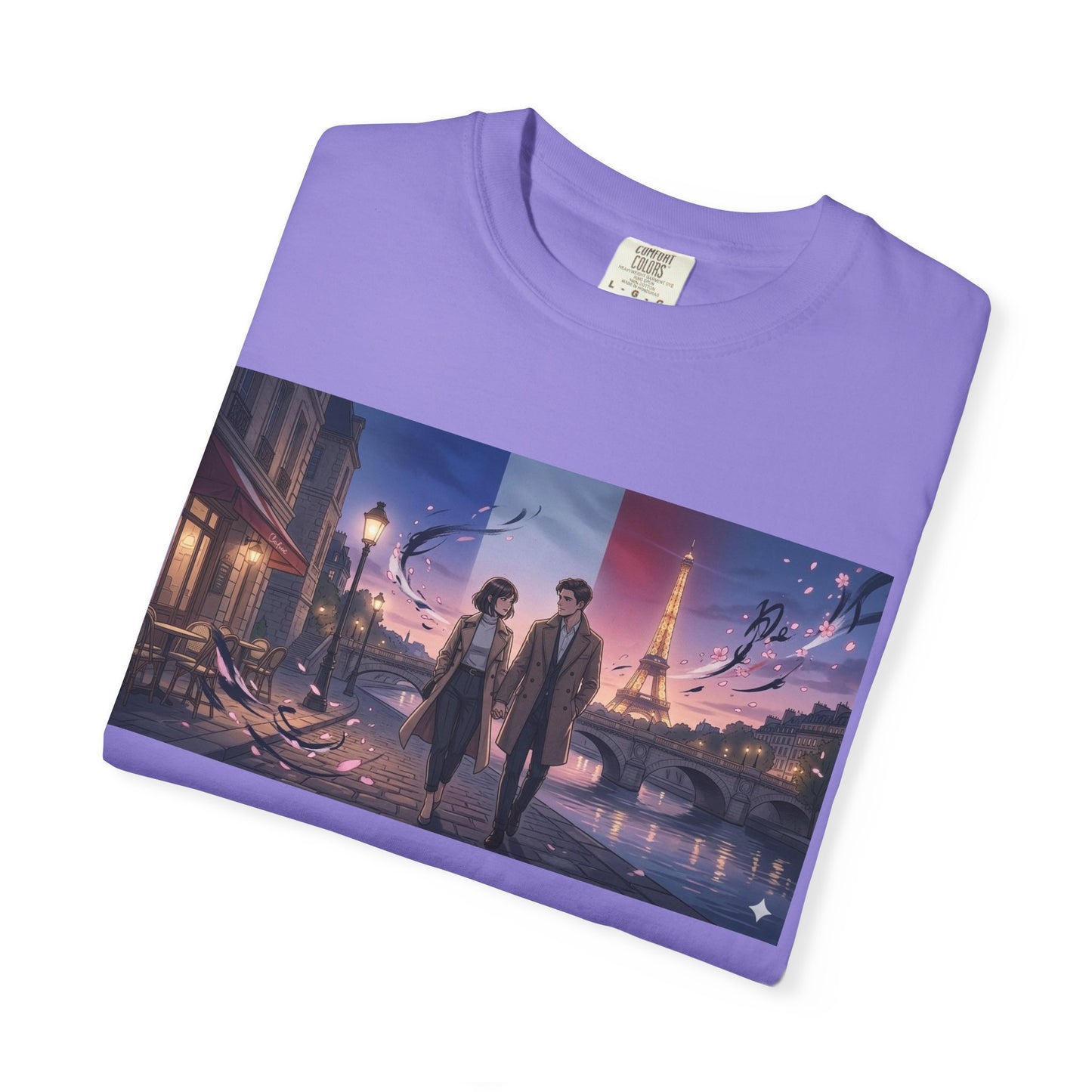 T-Shirt — Romantic City Night Stroll Illustration