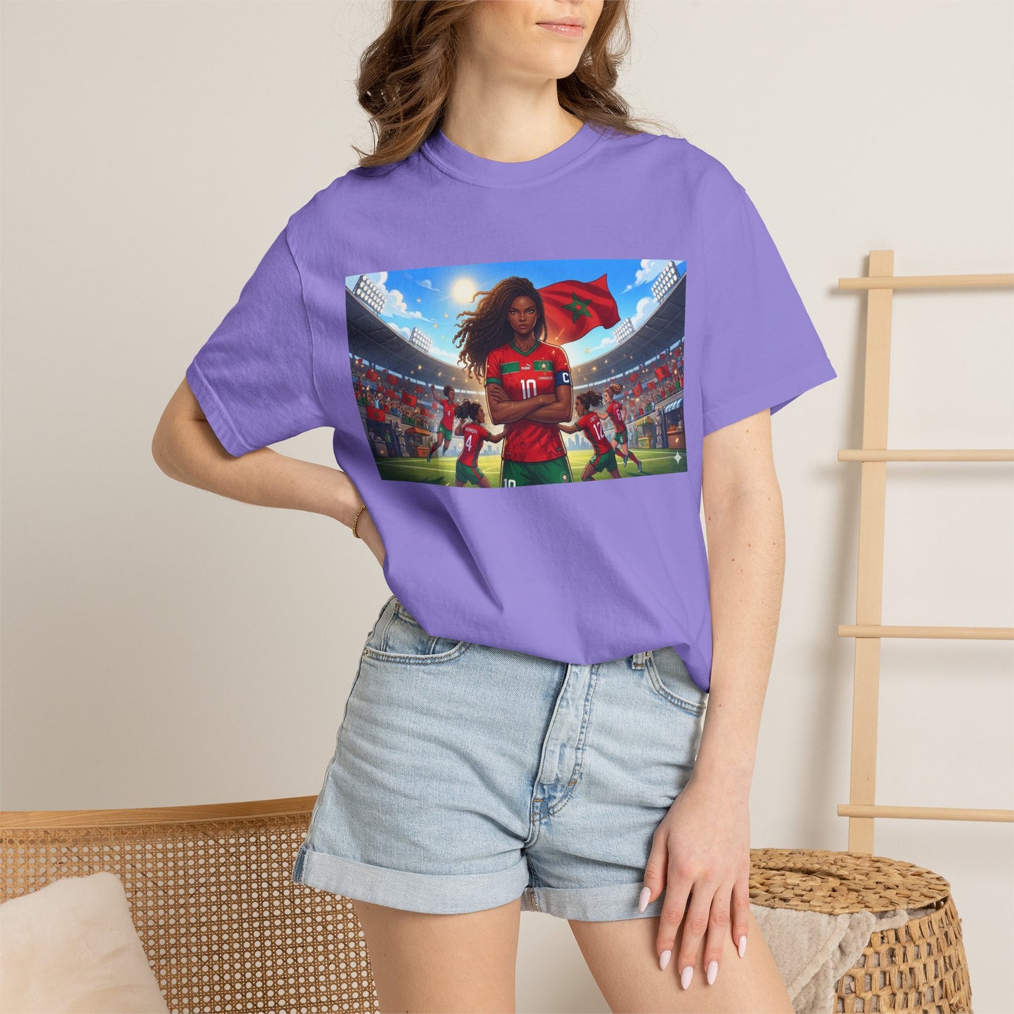 Morocco Soccer Champion Graphic T-Shirt — Inspiring Women’s Football Stadium Design