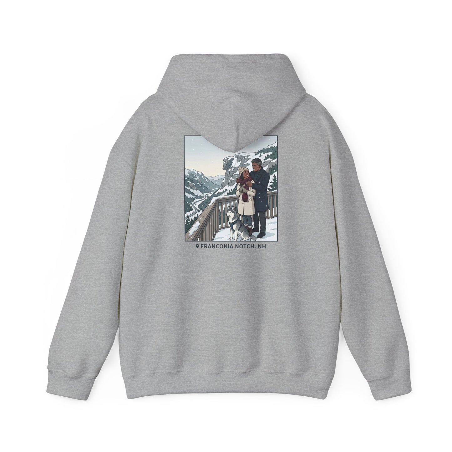 Winter Couple Photo Hoodie — Vintage Alps Travel Graphic Sweatshirt