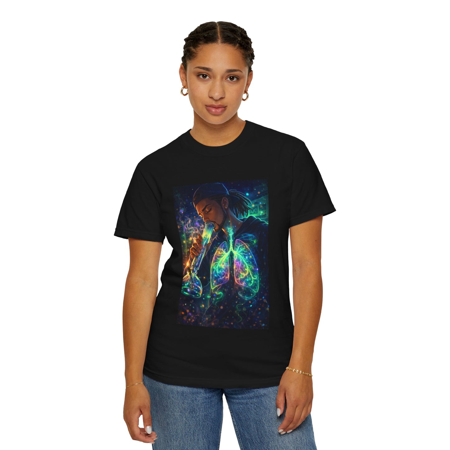 Cosmic Lungs T-Shirt — Neon Anatomical Art Tee