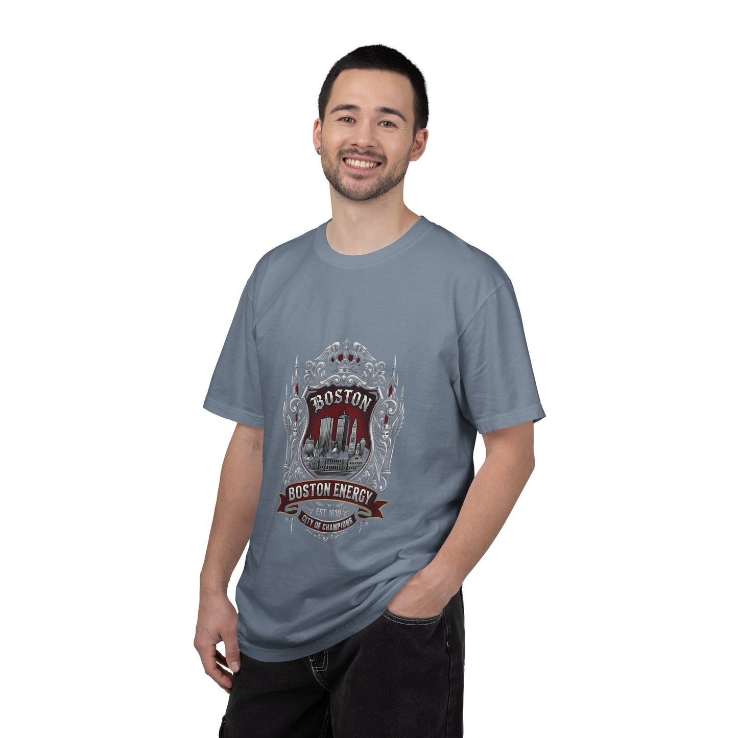 Boston Energy Vintage Crest T-Shirt — Retro City Skyline Tee