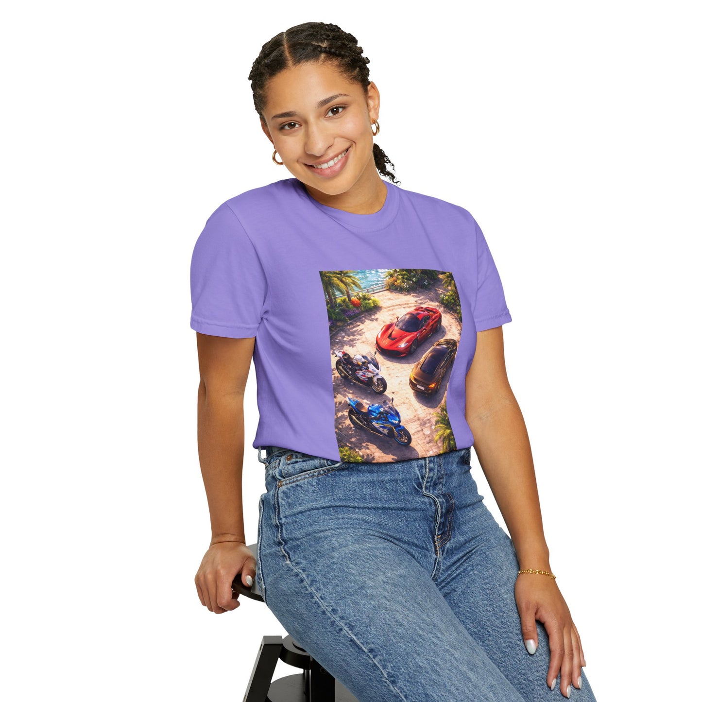 MULTI-VEHICLE - T-Shirt — Tropical Sports Cars & Motorbikes Print