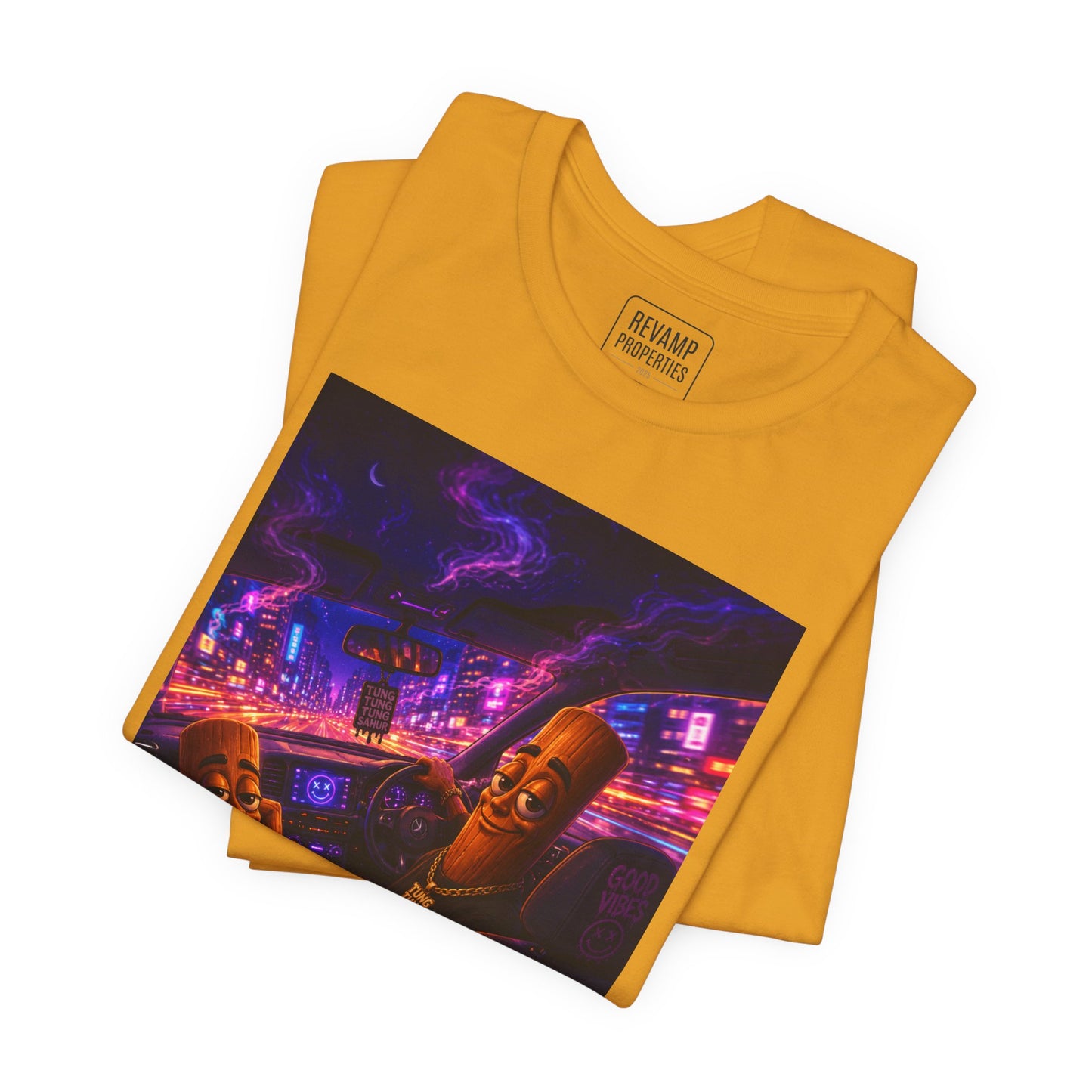 Tung Tung Tung Sahur Who Ride Like Us T-Shirt — Night Cruise Vaporwave Graphic Tee