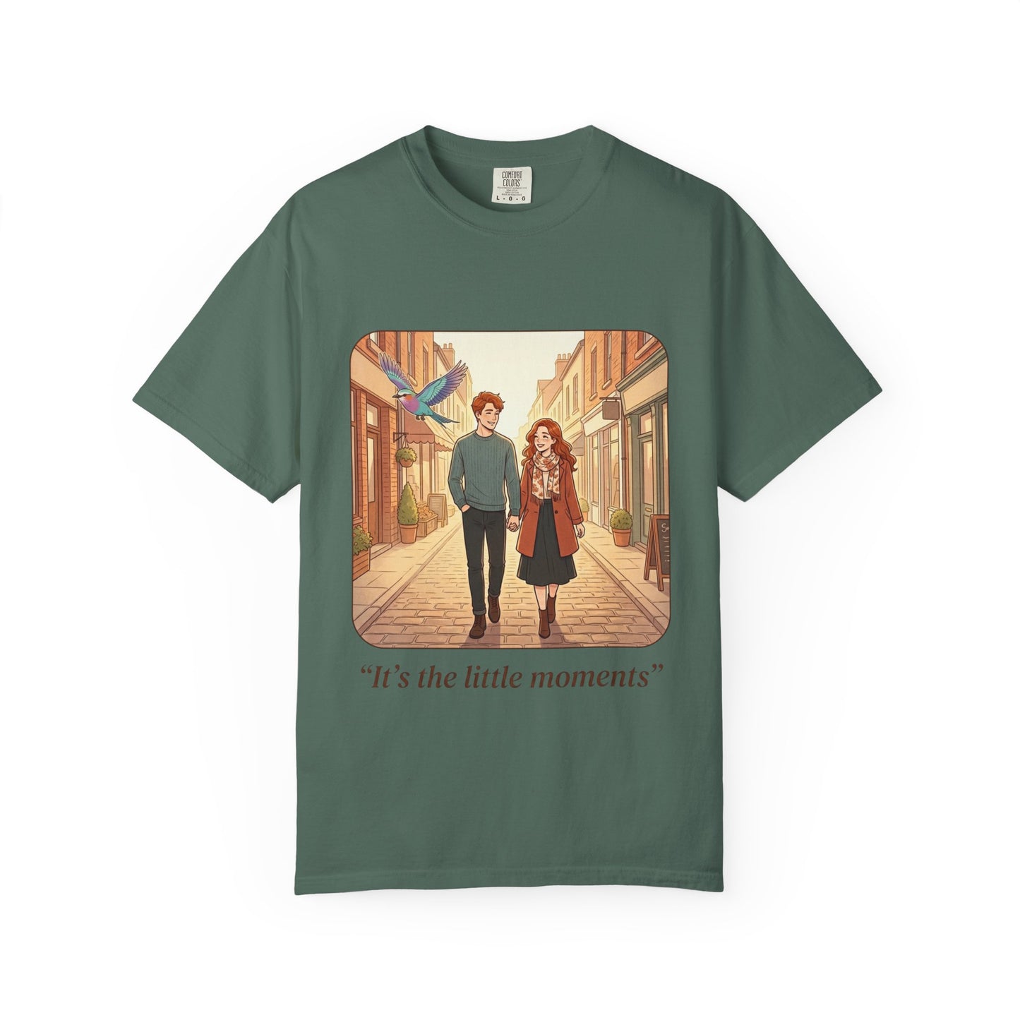 Romantic Stroll T-Shirt — “It’s the little moments” Couple Illustration Tee